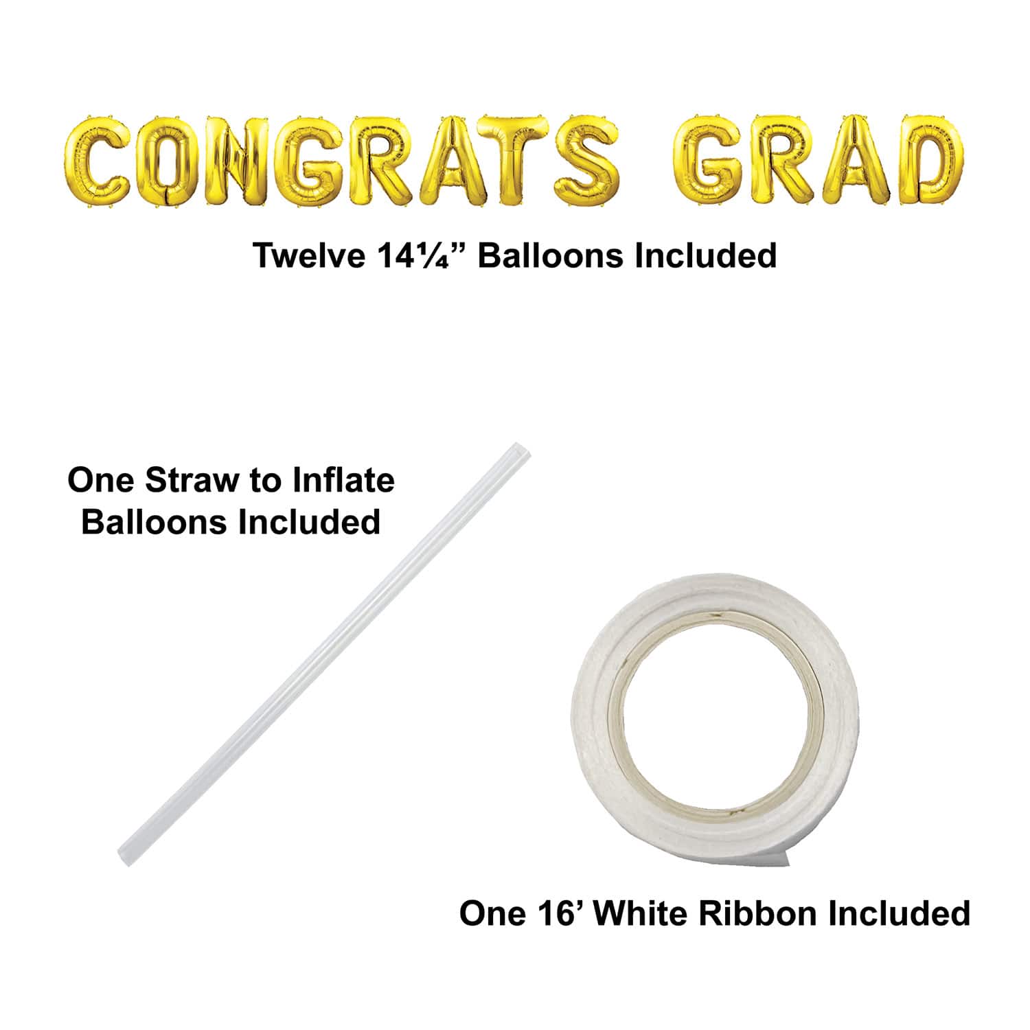 Beistle 12ft. Gold Congrats Grad Balloon Streamers, 2ct.