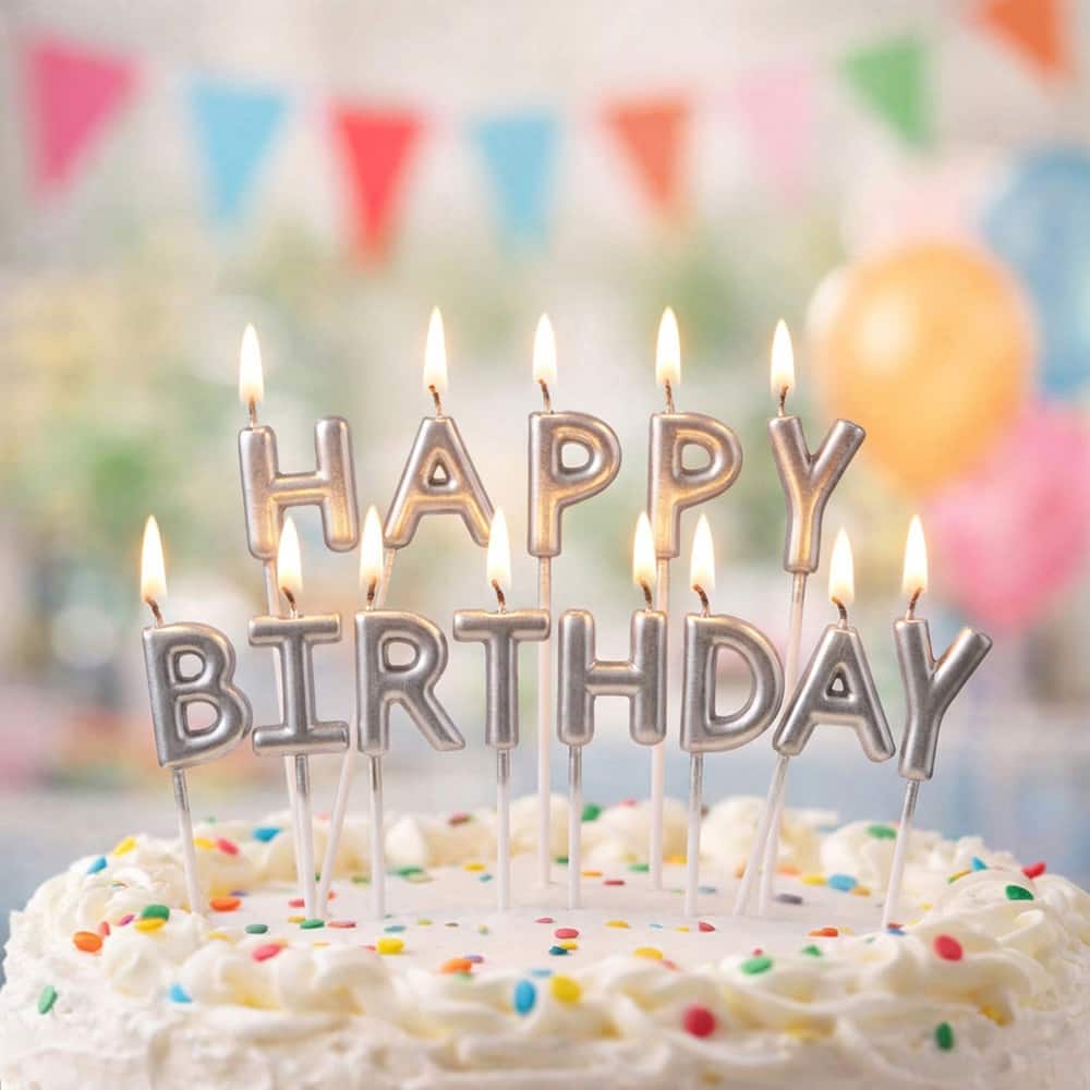 Silver Happy Birthday Candles Set by Makery™