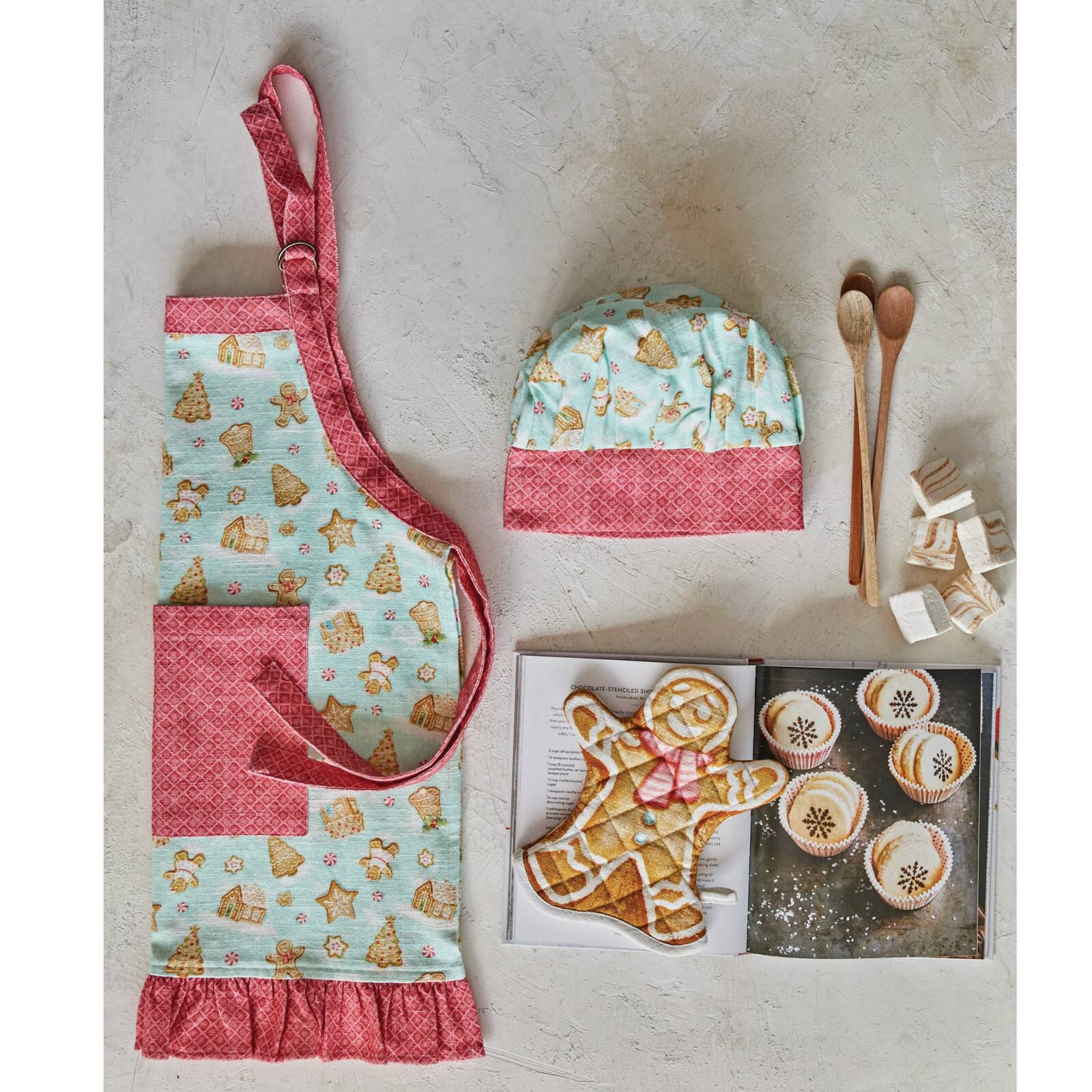 Hello Honey® 24" Gingerbread Man Kids Apron with Chef's Hat & Oven Mitt