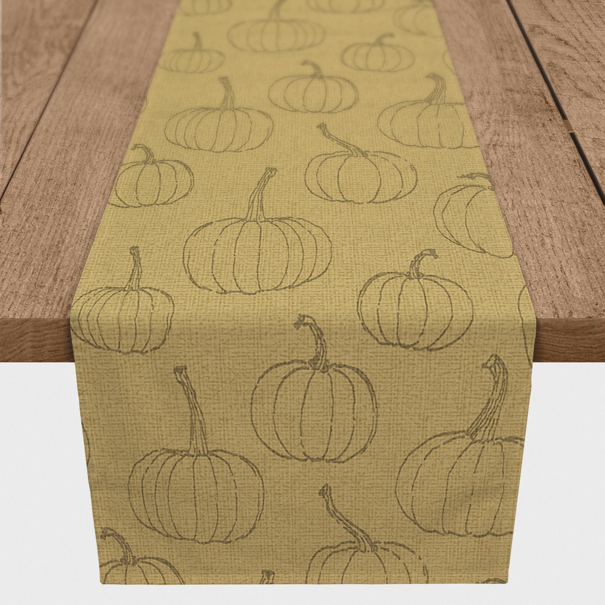90" Mustard Yellow Pumpkin Pattern Cotton Twill Runner