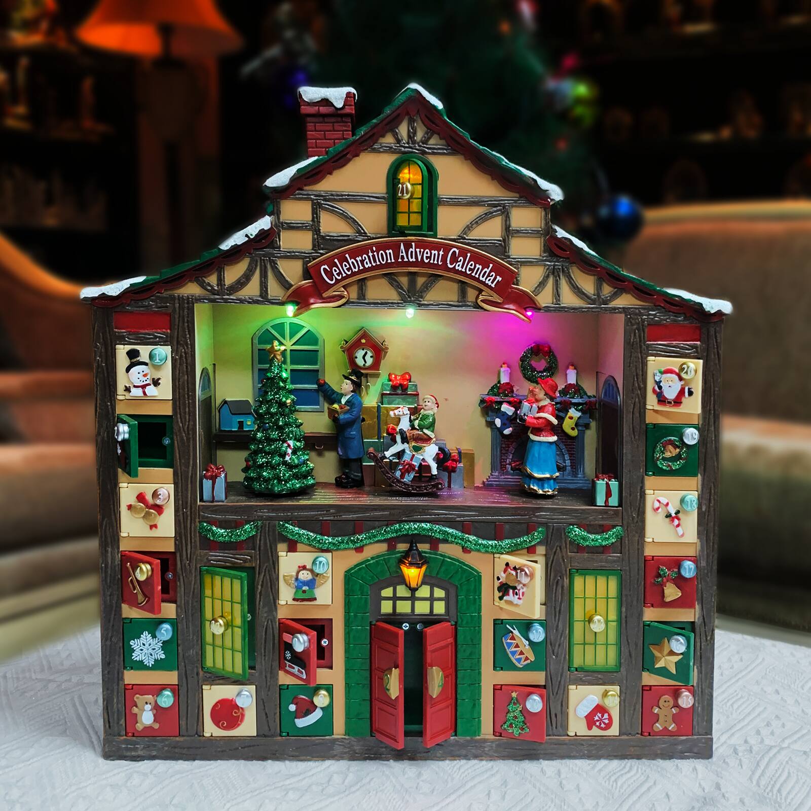 Moments in Time 16.3" Animated Advent Calendar Décor 