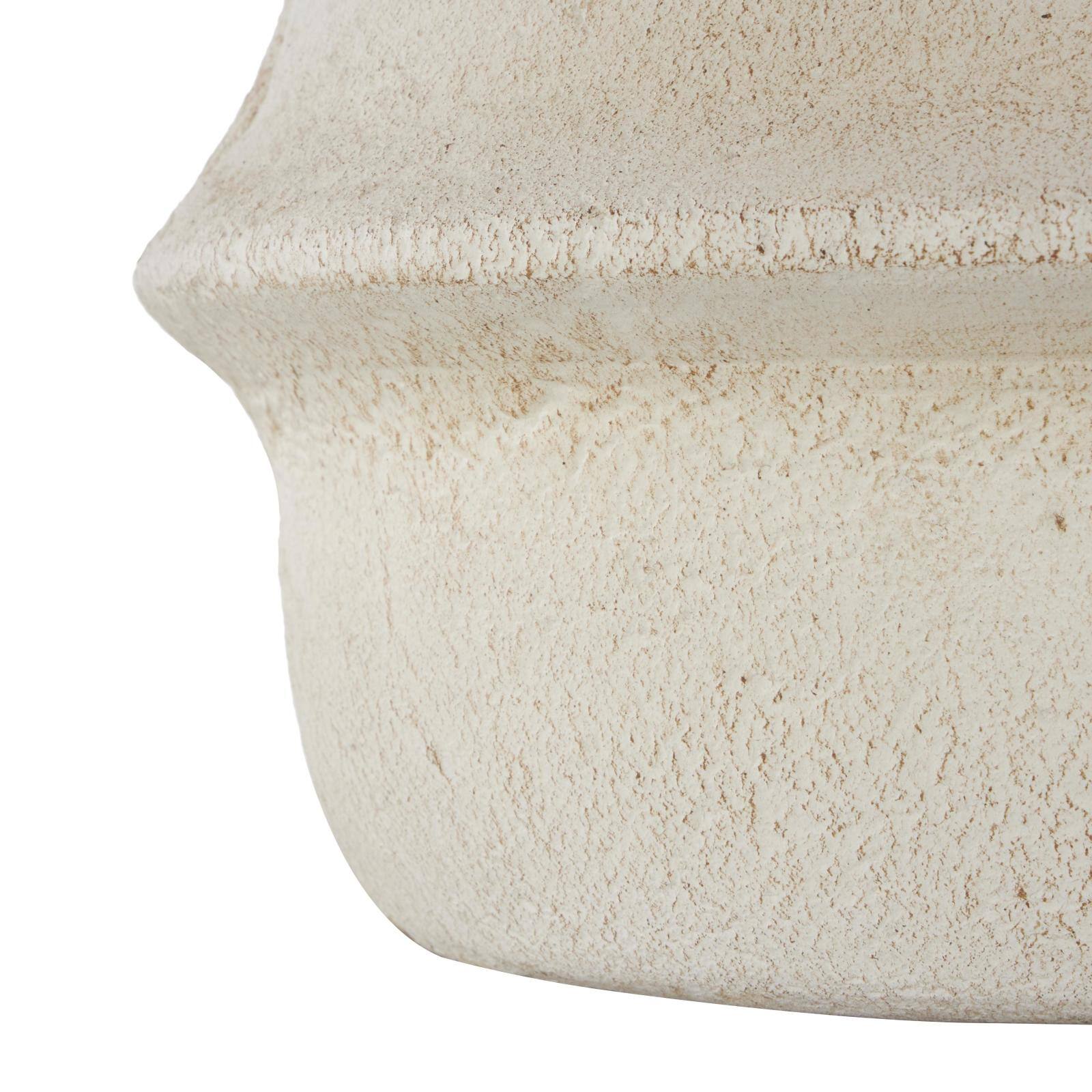 14" Cream Paper Mache Fluted Vase with Ring Handle