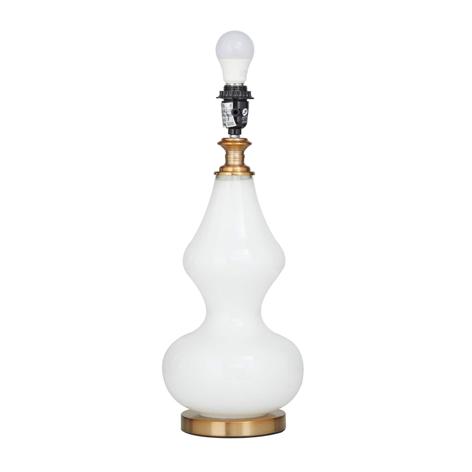 White Glass Table Lamp 15" x 15" x 29"