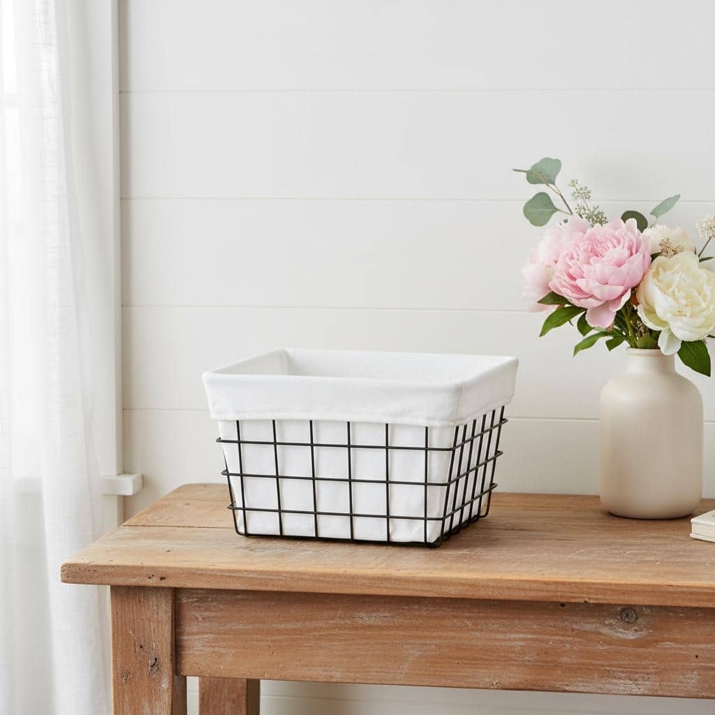 HomeRoots 13" Black & White Basket