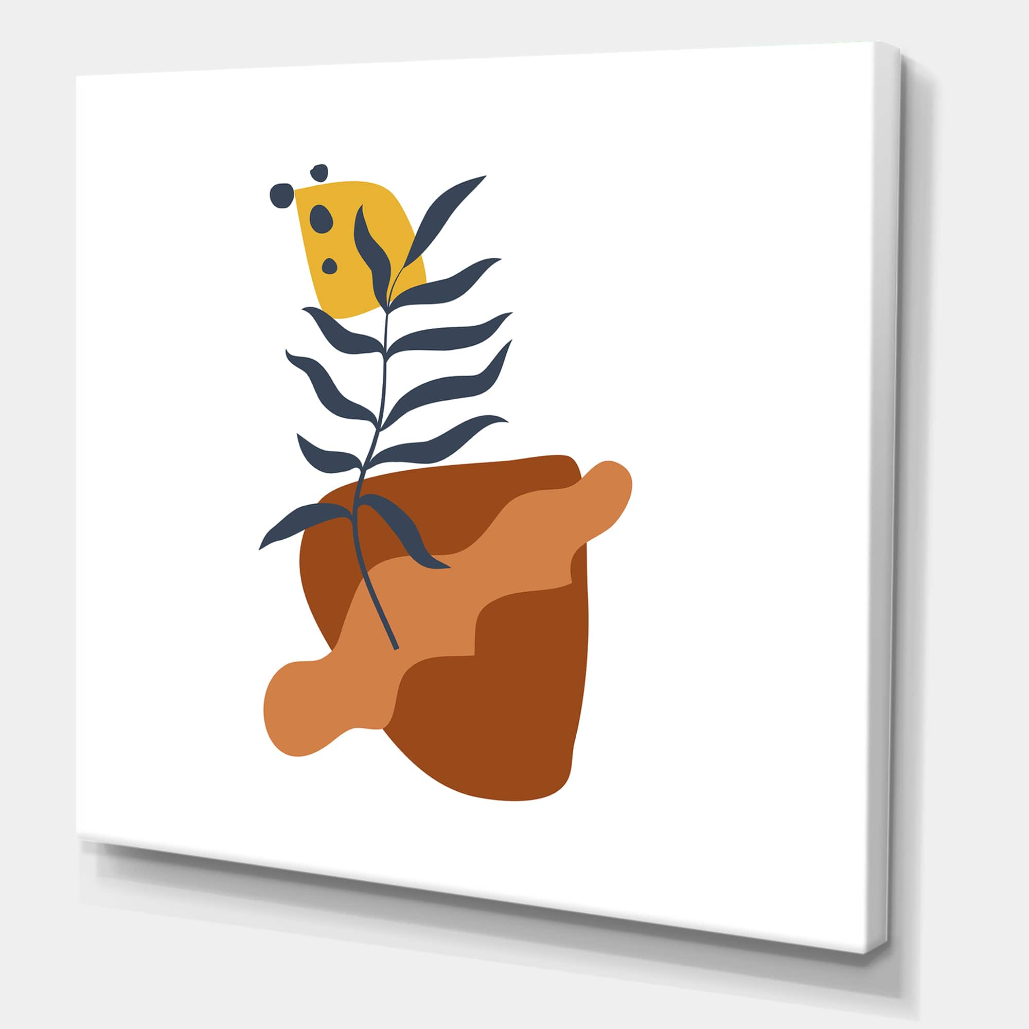 Designart - Elementary Shapes With Abstract Flowers Plants VI - Modern Canvas Wall Art Print