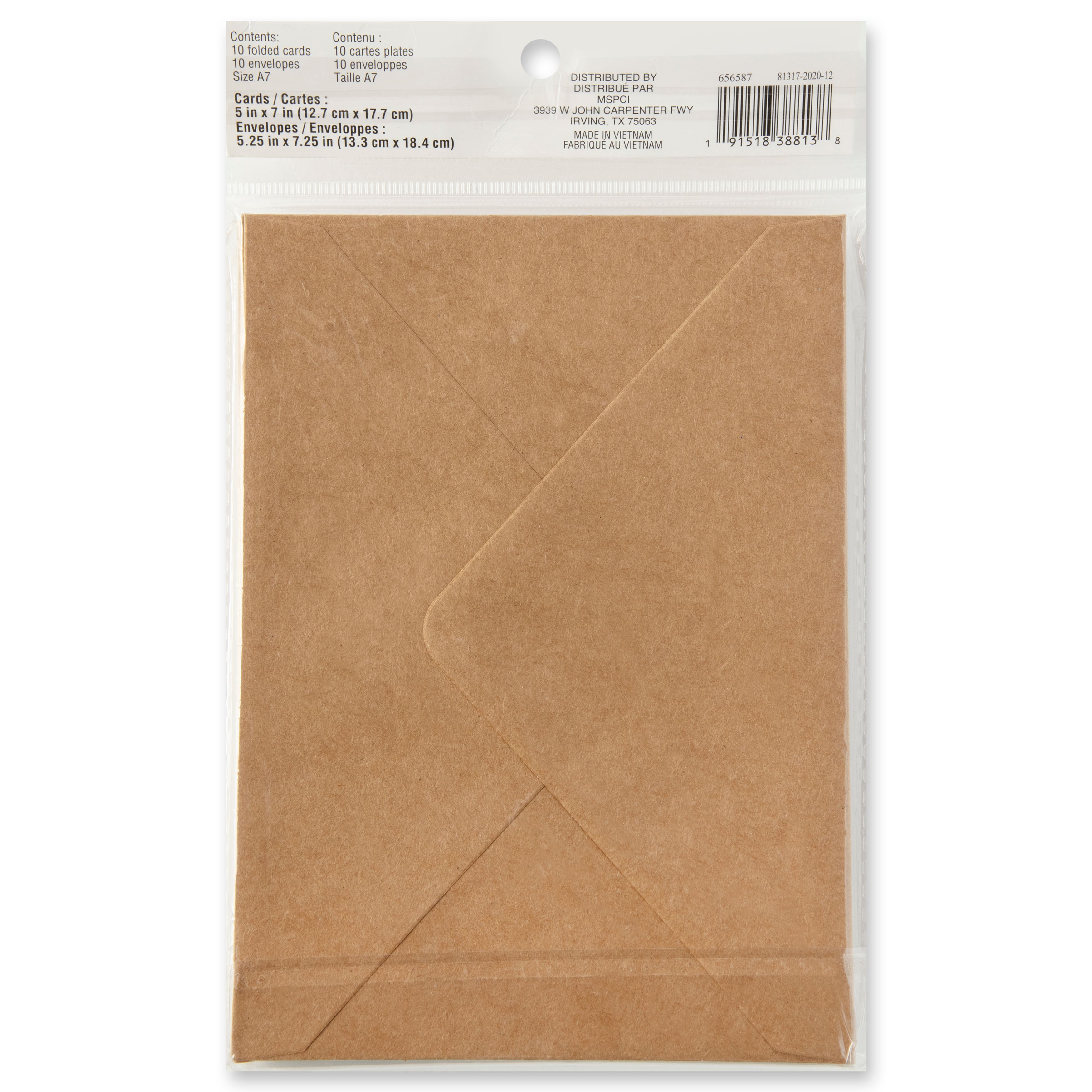 12 Packs: 10 ct. (120 total) 5" x 7" Kraft Folded Cards & Envelopes by Recollections™