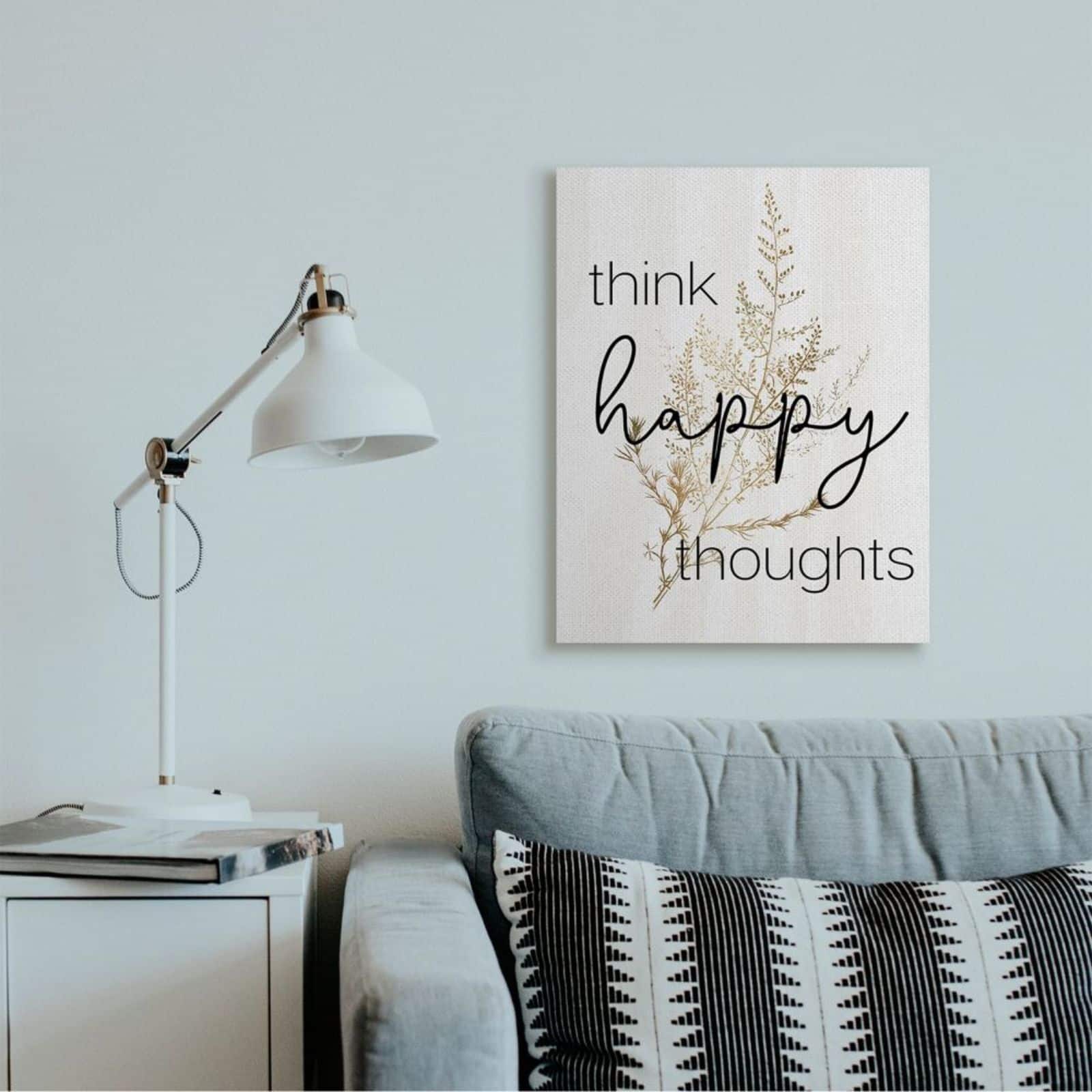 Stupell Industries Think Happy Thoughts Thistle Canvas Wall Art