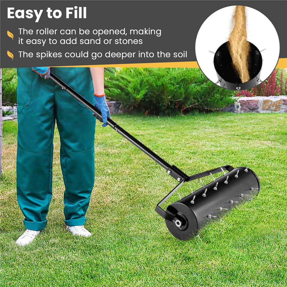 Costway 21" Heavy Duty Manual Rolling Lawn Aerator Tool with Handle