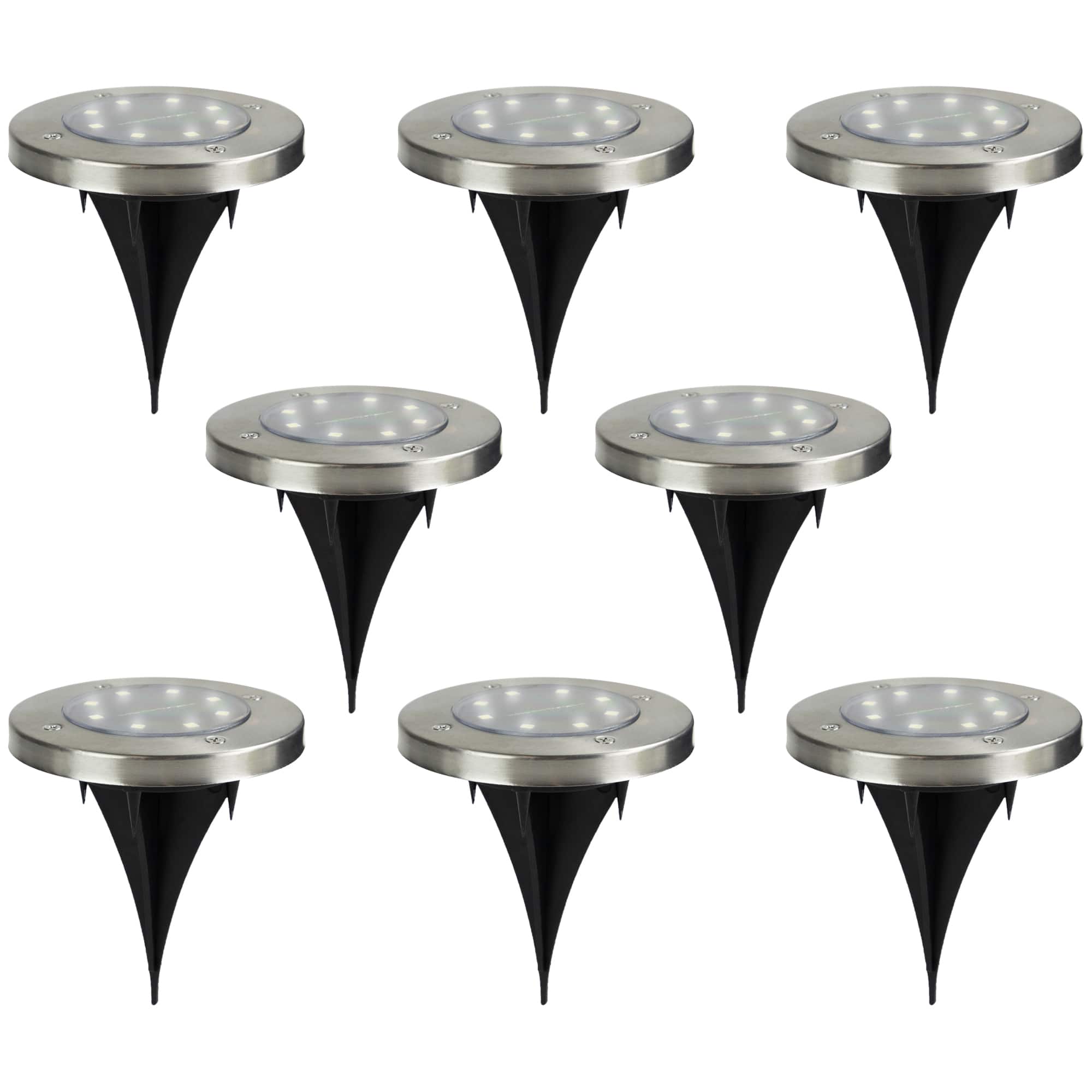 5" Round Solar Powered Stainless Steel LED Pathway Markers, 8ct. By Northlight | Michaels®