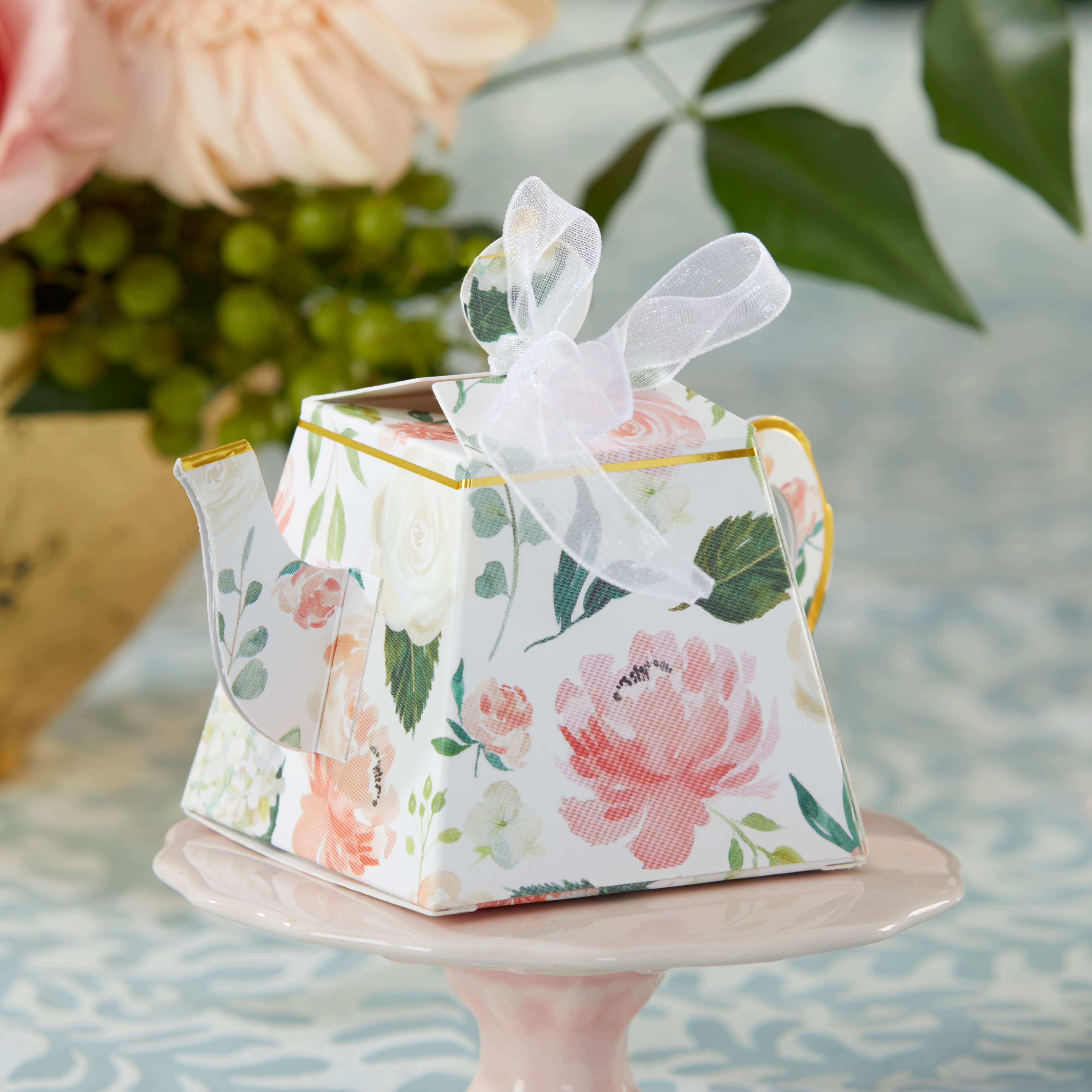 Kate Aspen® Brunch Floral Teapot Favor Box Set, 24ct.