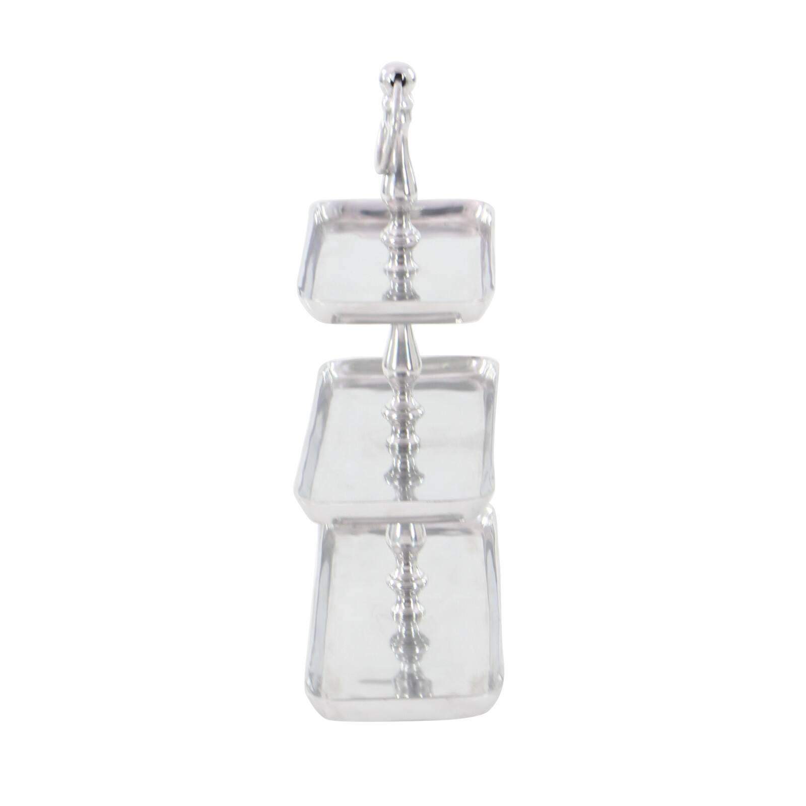 19" Silver Aluminum 3-Tier Tray Stand