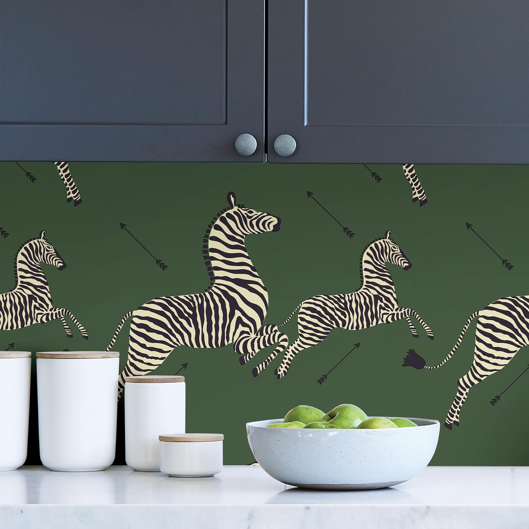 Scalamandre Serengeti Green Zebra Safari Peel & Stick Wallpaper