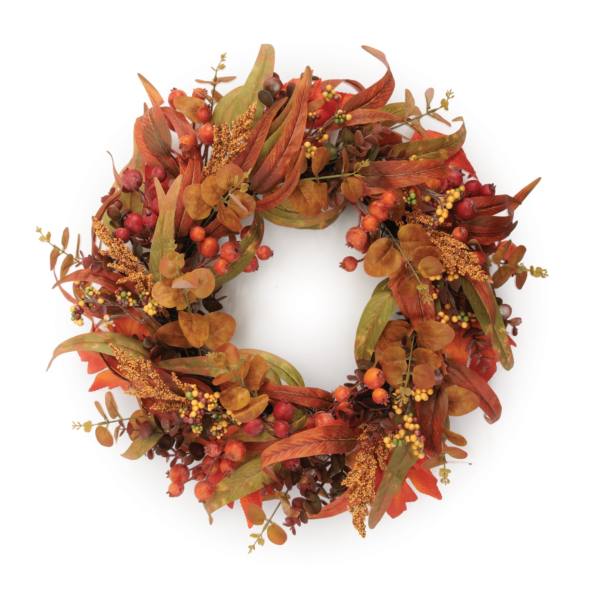 23" Mixed Berry & Autumn Foliage Harvest Wreath
