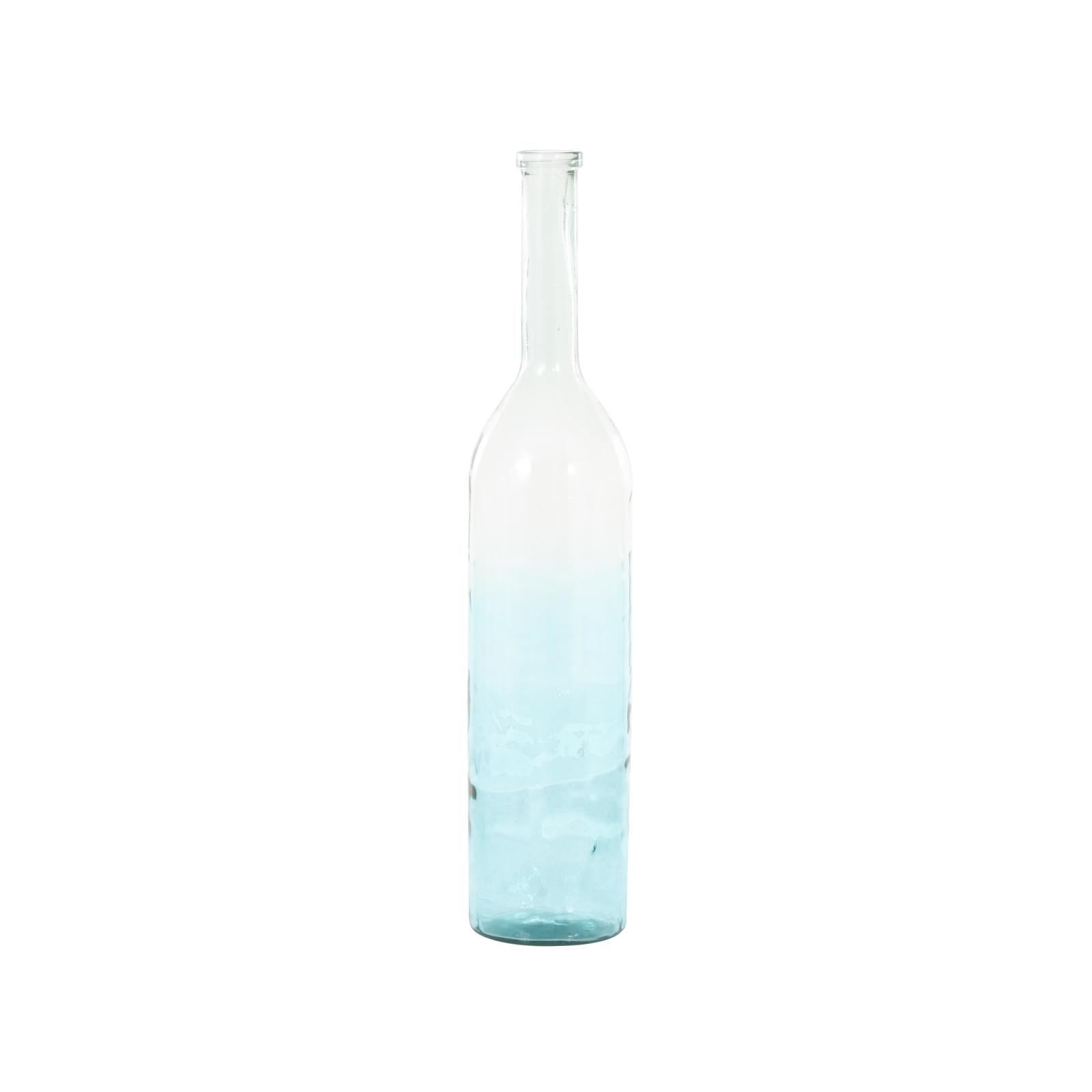 Teal Recycled Glass Handmade Tall Ombre Floor Vase
