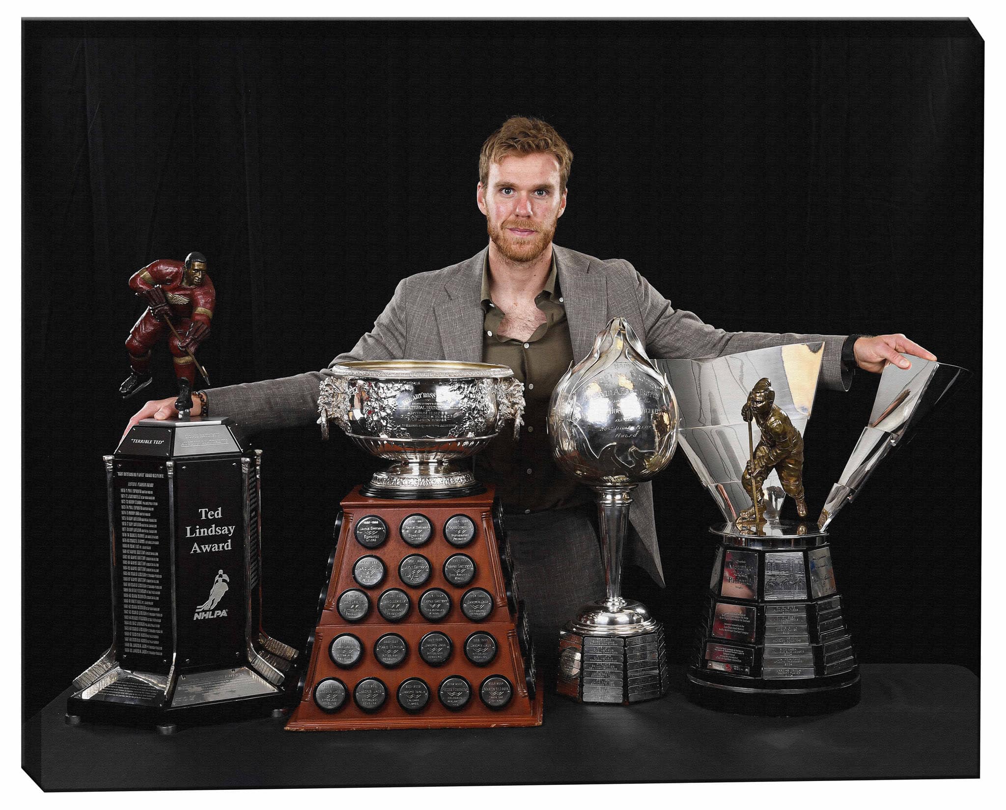 Connor Mcdavid 16" x 20" Unsigned Stretched Canvas 2023 Trophies-H 20" x 16"