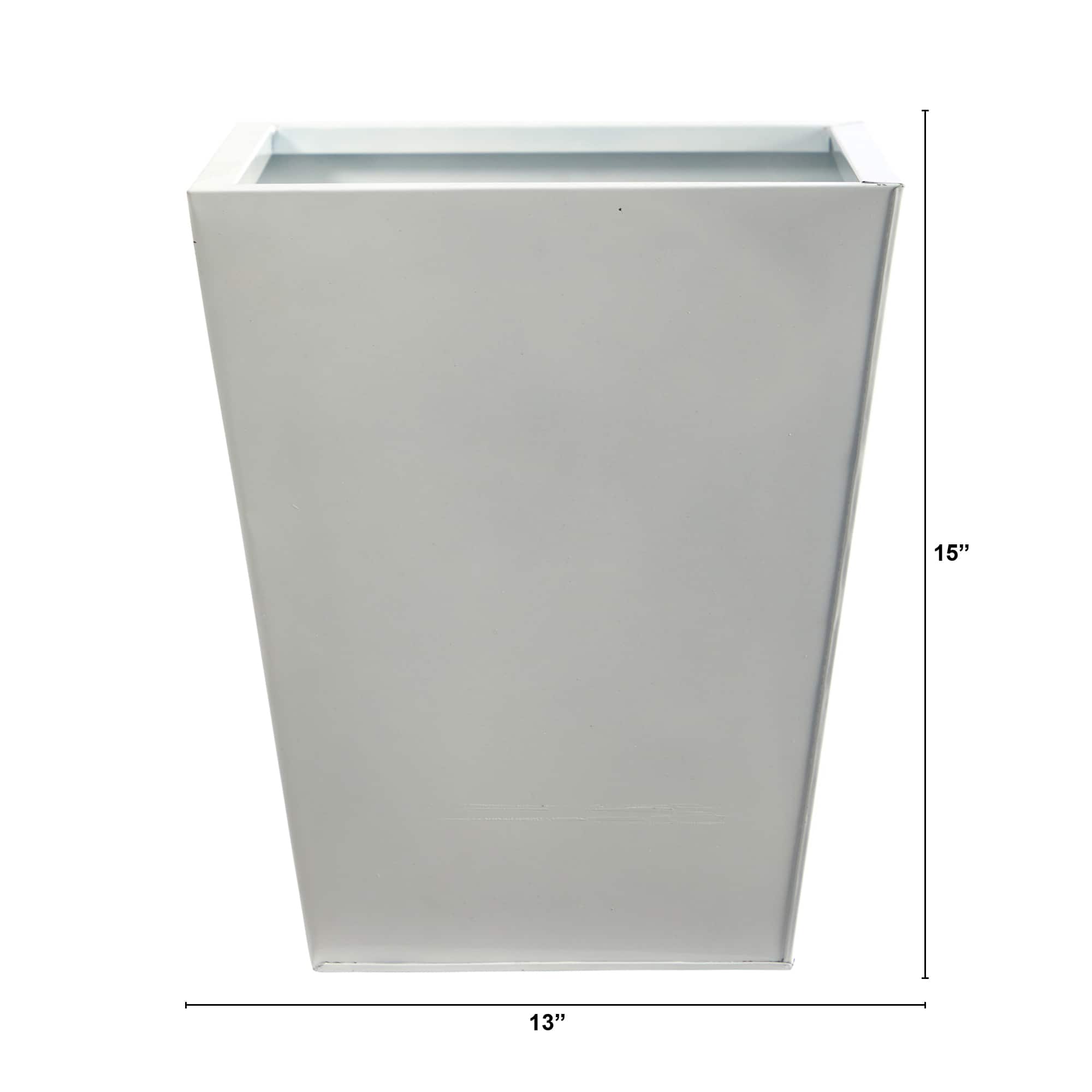 15" White Classic Square Metal Planter