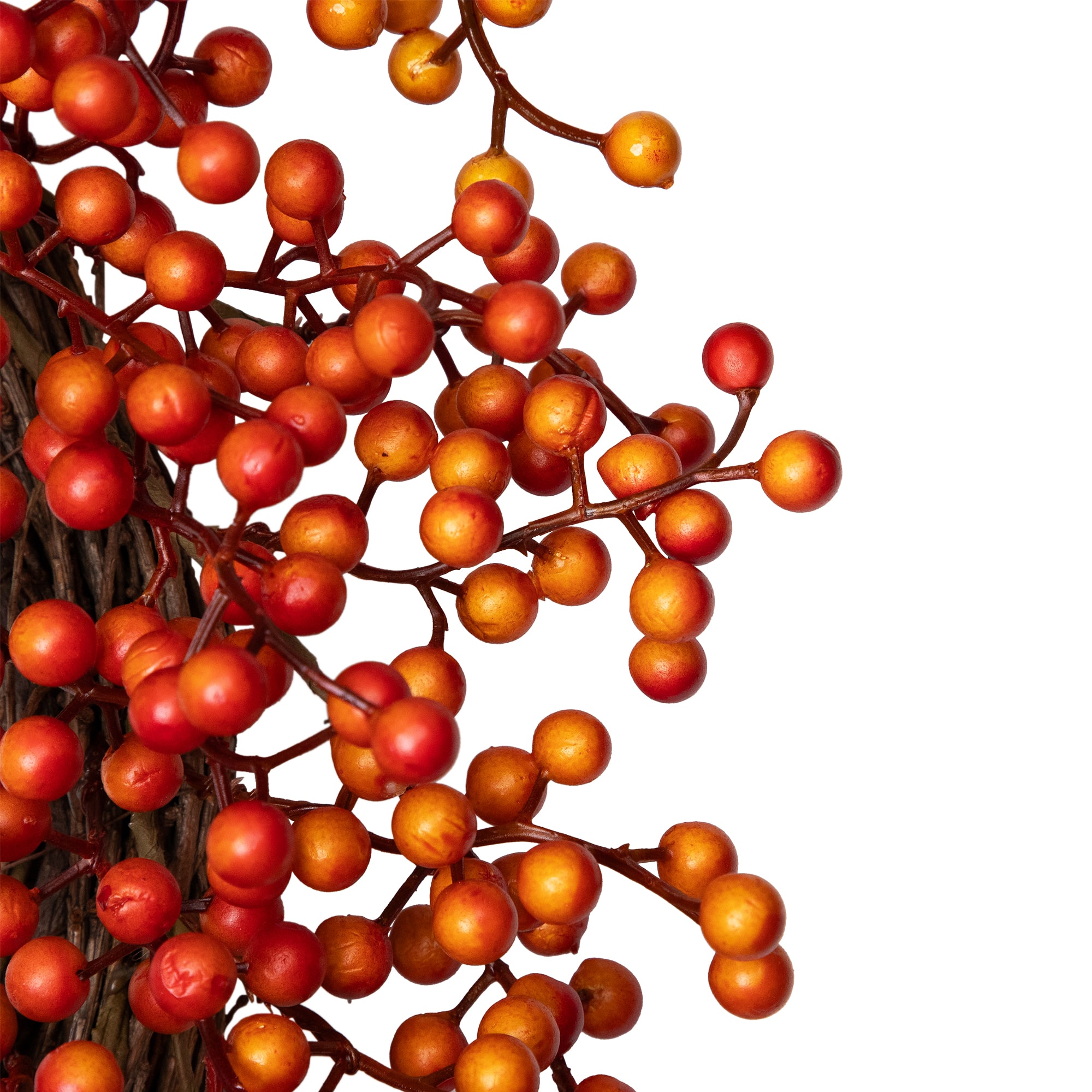 18" Red & Orange Berries Artificial Fall Harvest Twig Wreath