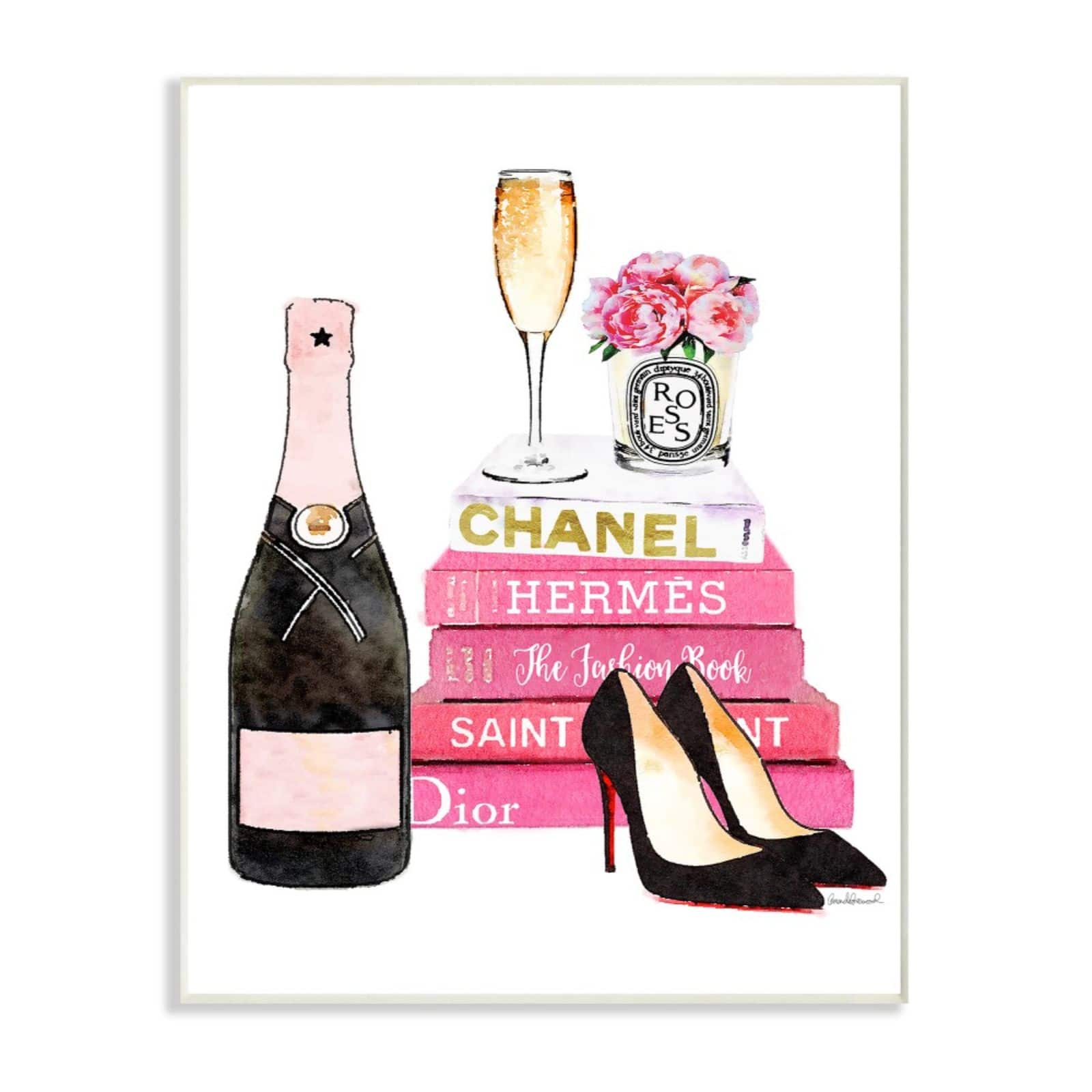 Stupell Industries Fashion Books, Heels & Champagne Glam Wall Plaque