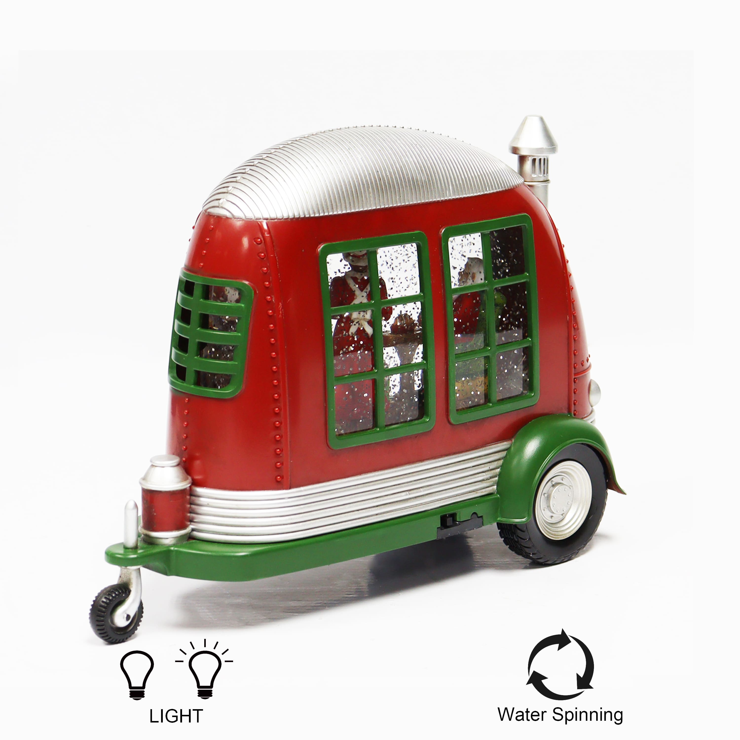 Moments in Time 6.8" Acrylic Camper with Santa & Mrs. Claus Scene Décor