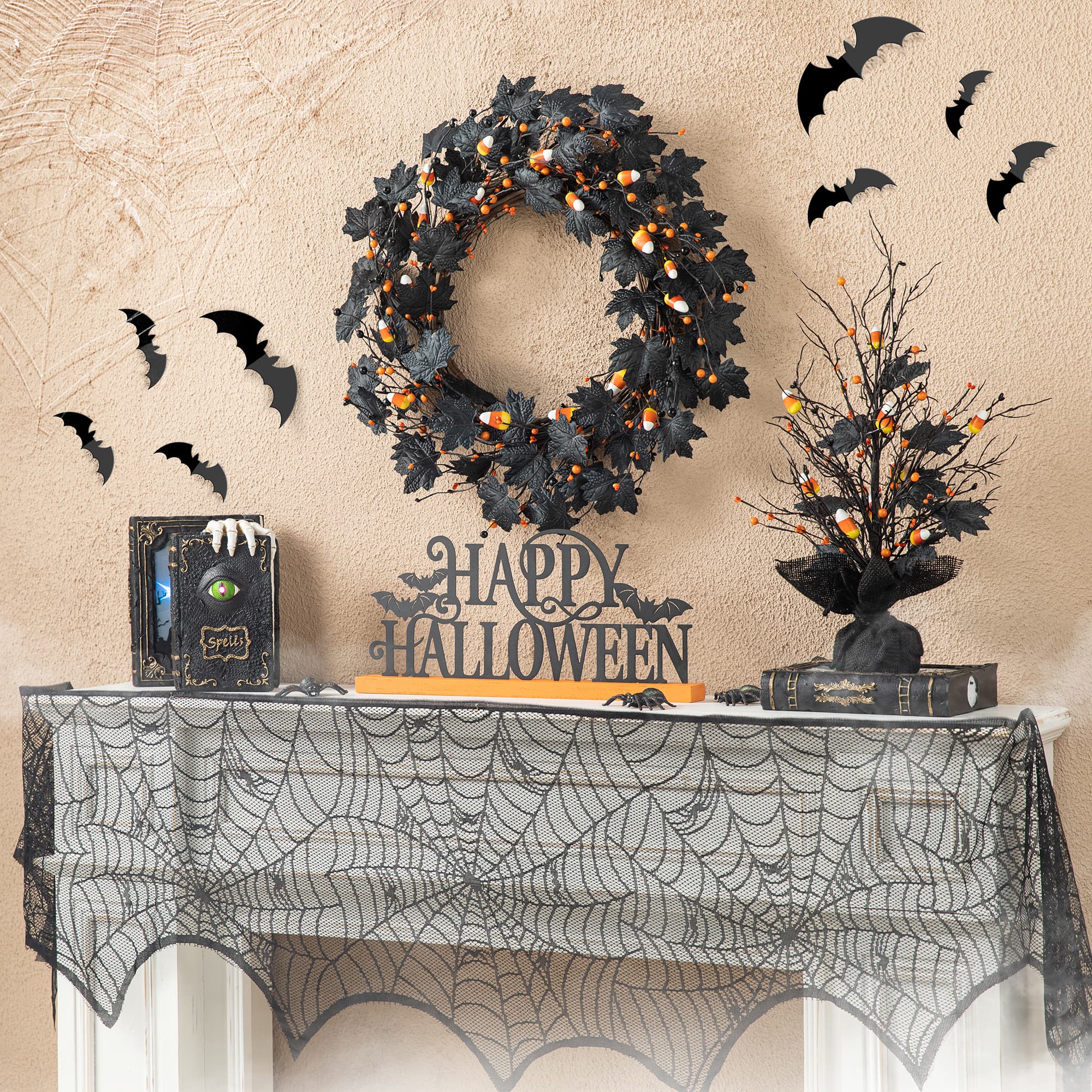 Glitzhome® 24" Halloween Candy Corn Berries Wreath