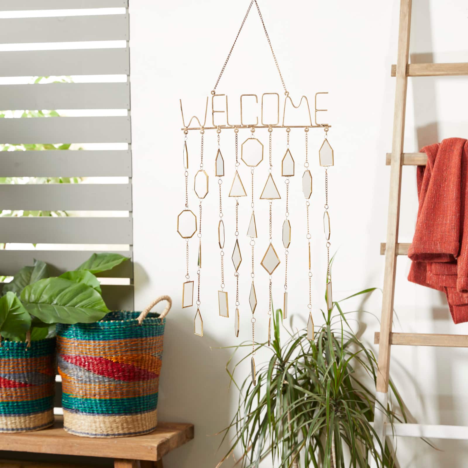36" White & Gold Metal Eclectic Windchime