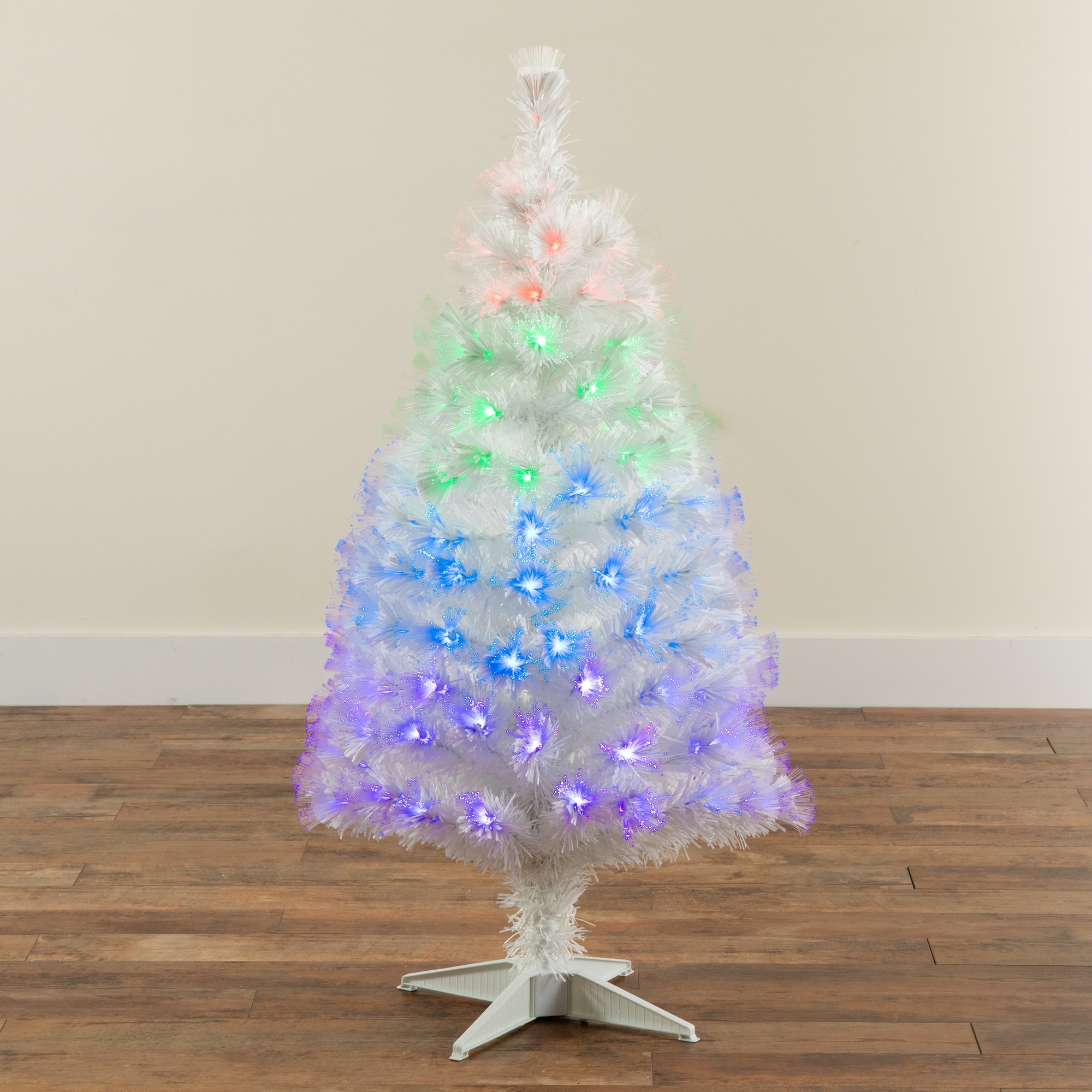 4ft. Fiber Optic Multicolor LED Lights White Pine Artificial Christmas Tree