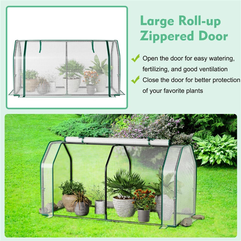 Costway 47" x 24" Portable Mini Greenhouse with 2 Zipper Doors & Ground Stakes