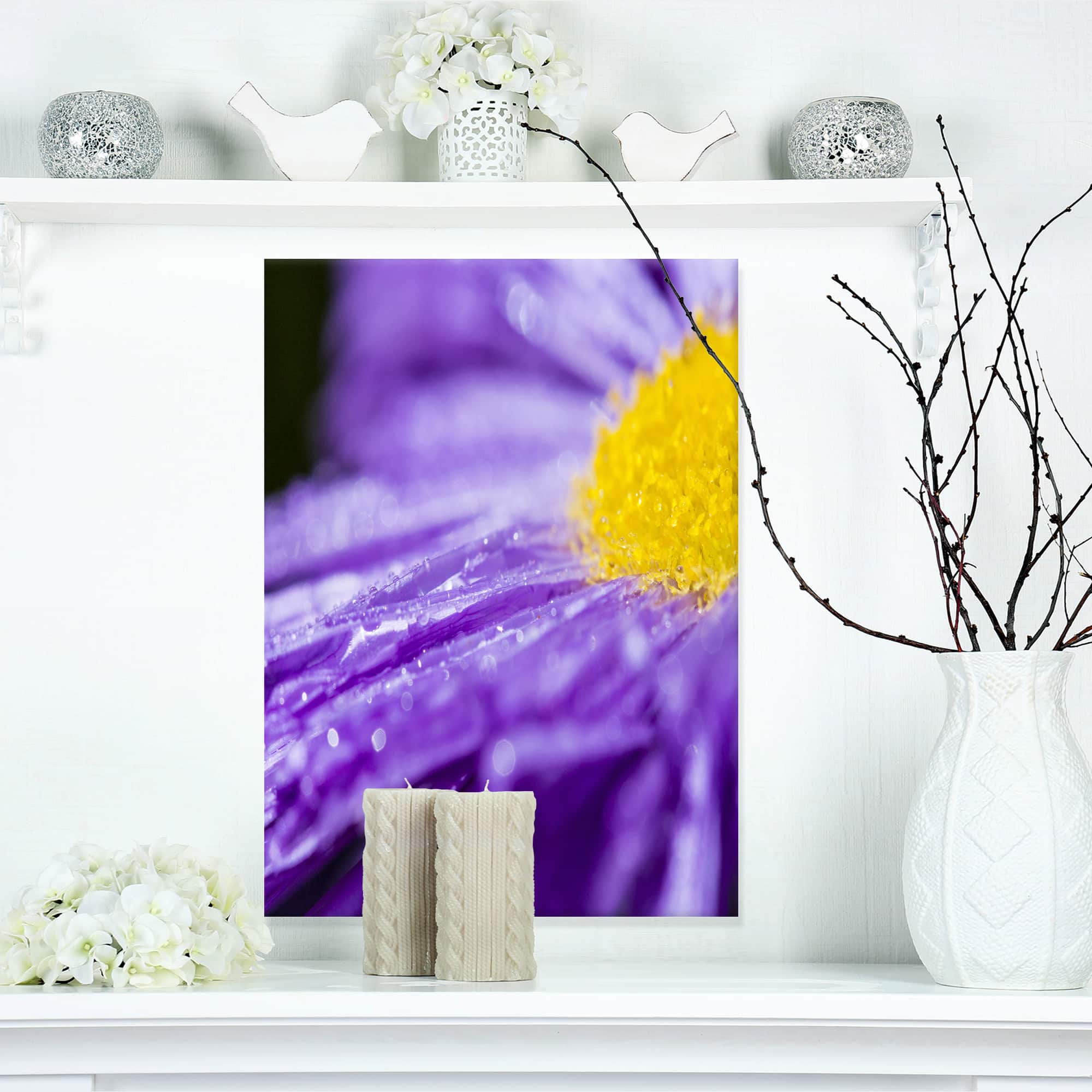 Designart - Large Violet Flower Petal Close up - Large Flower Canvas Wall Art