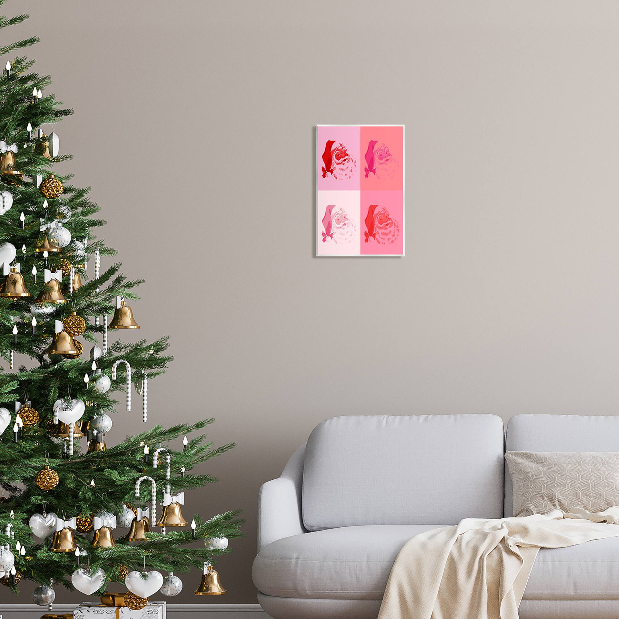 Stupell Industries Pop Style Pink Santa Claus Wall Plaque Art