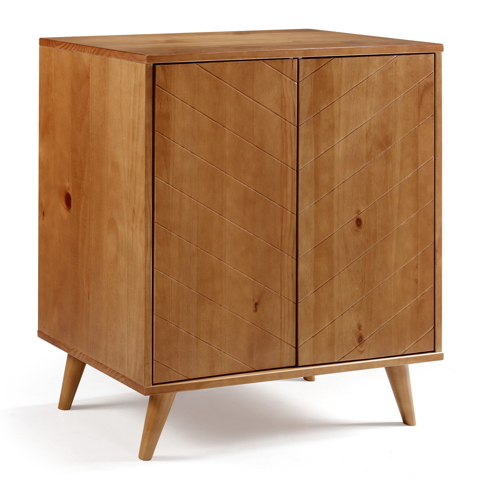 Walker Edison Caramel Chevron 2 Door Accent Cabinet