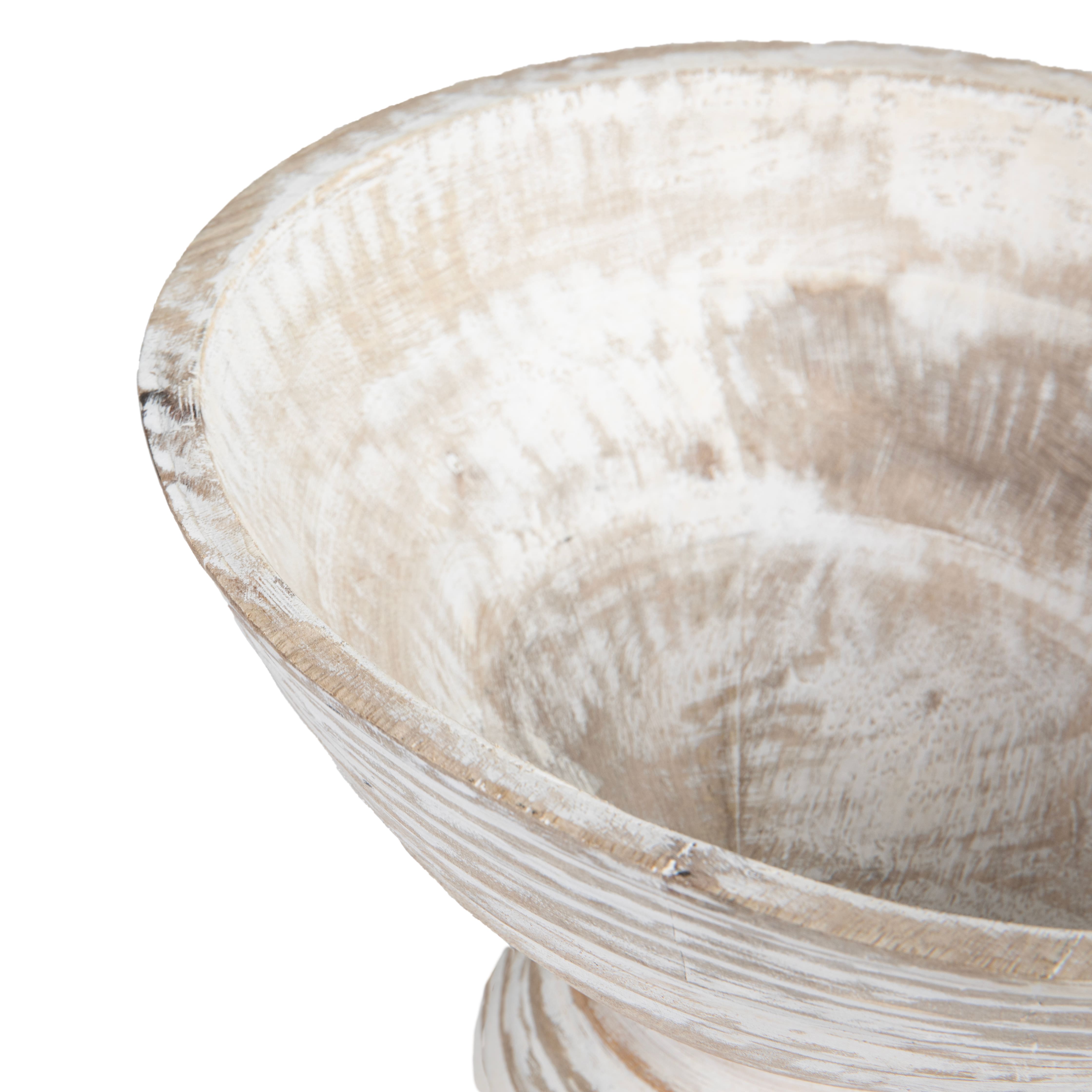 Hello Honey® 9.75" Ridged Mango Wood Footed Bowl