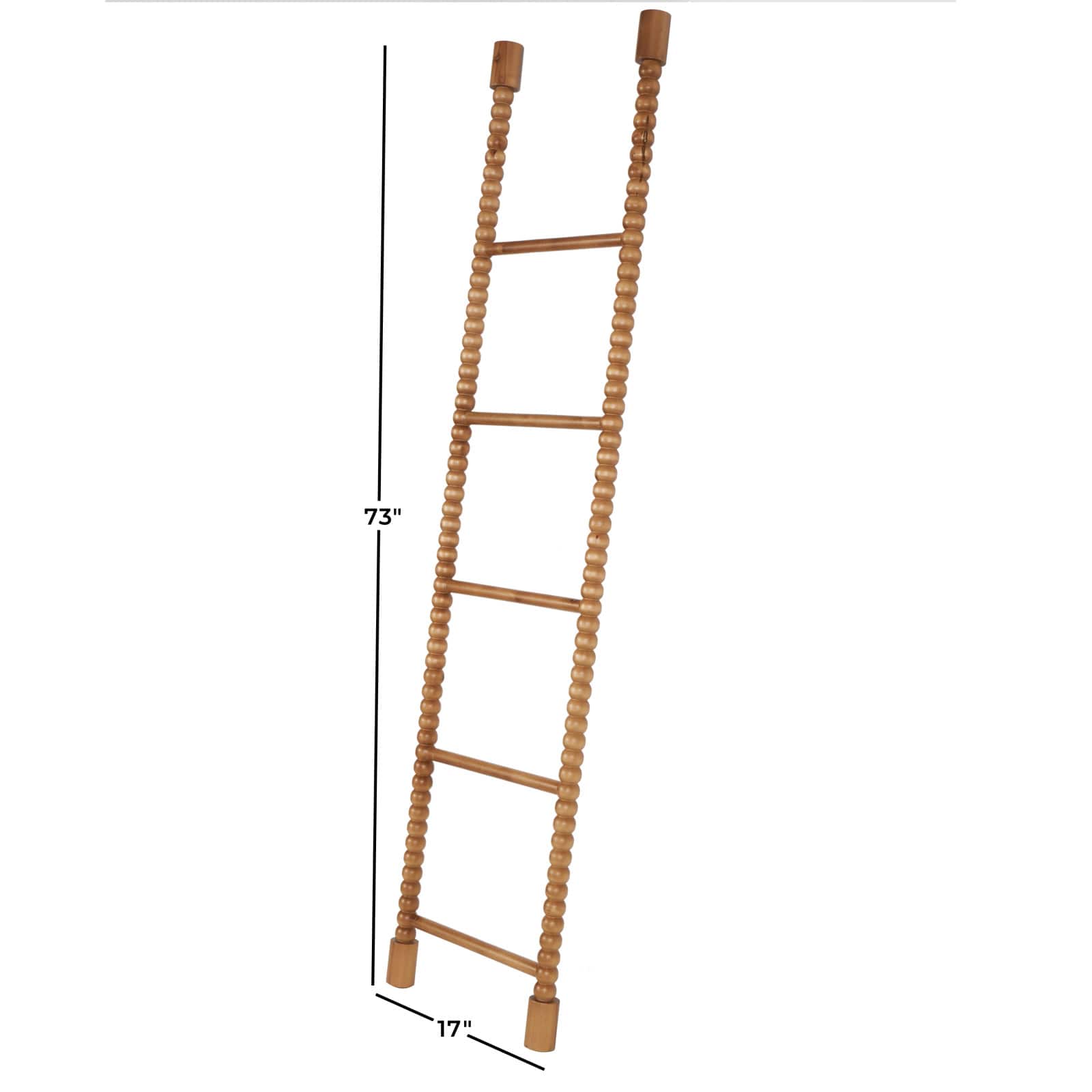 Ivory and Iris 73" Brown Wood 5 Rung Partition Ladder