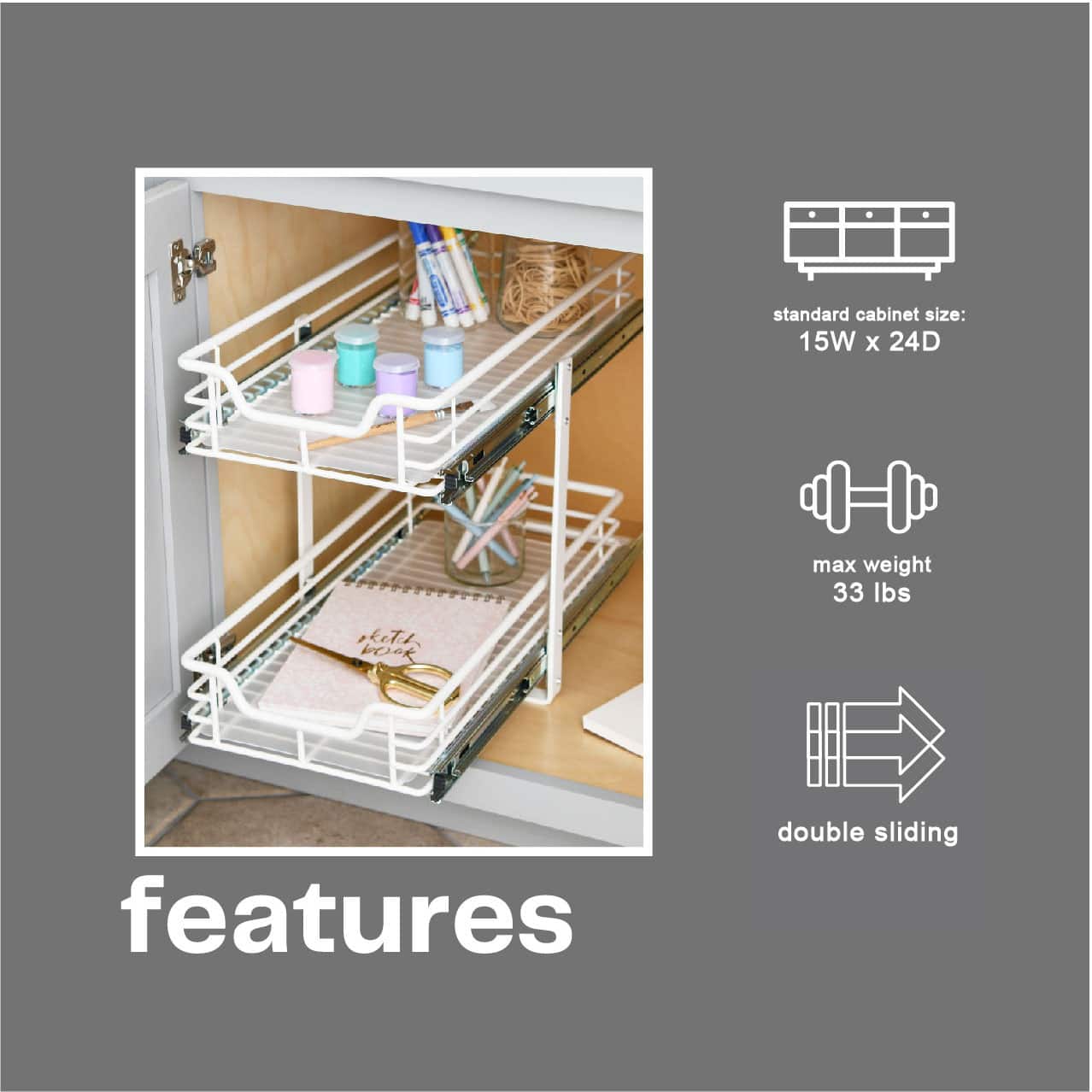 Household Essentials Glidez 2-Tier Cabinet Organizer