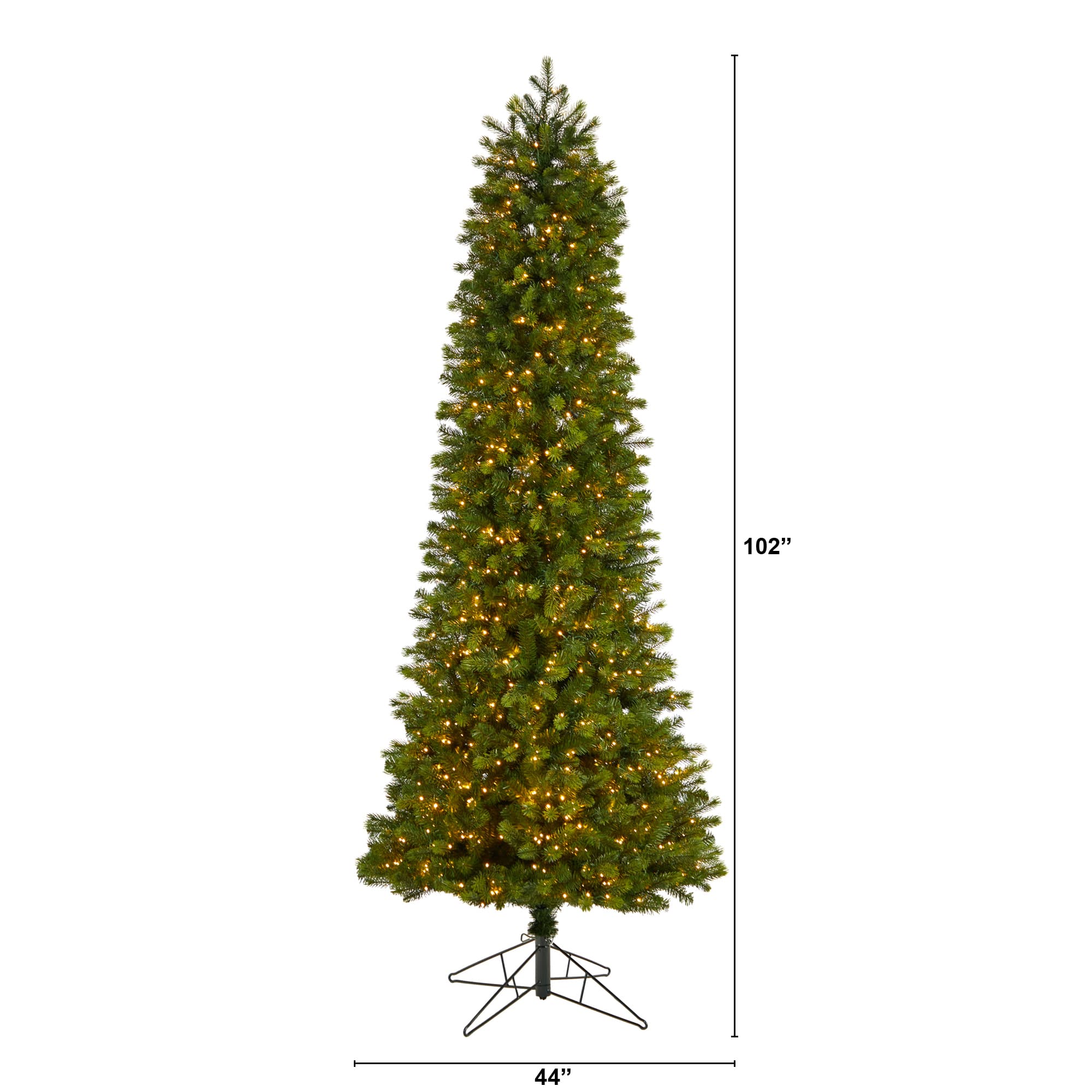 8.5ft. Pre-Lit Slim Colorado Mountain Spruce Artificial Christmas Tree, Multifunction White Micro LED Lights