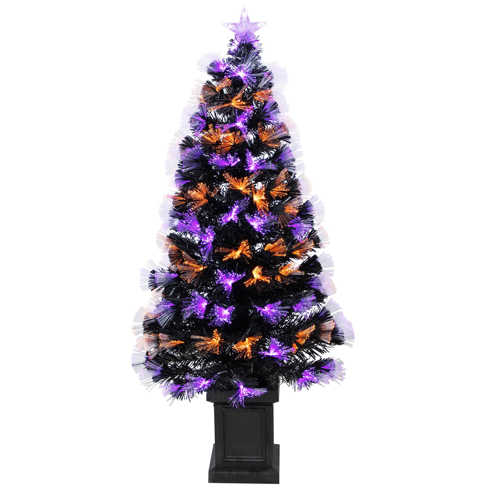 Northlight 4Ft Fiber Optic Orange & Purple LED Artificial Black Pine Halloween Potted Tree | 4 ft | Michaels®