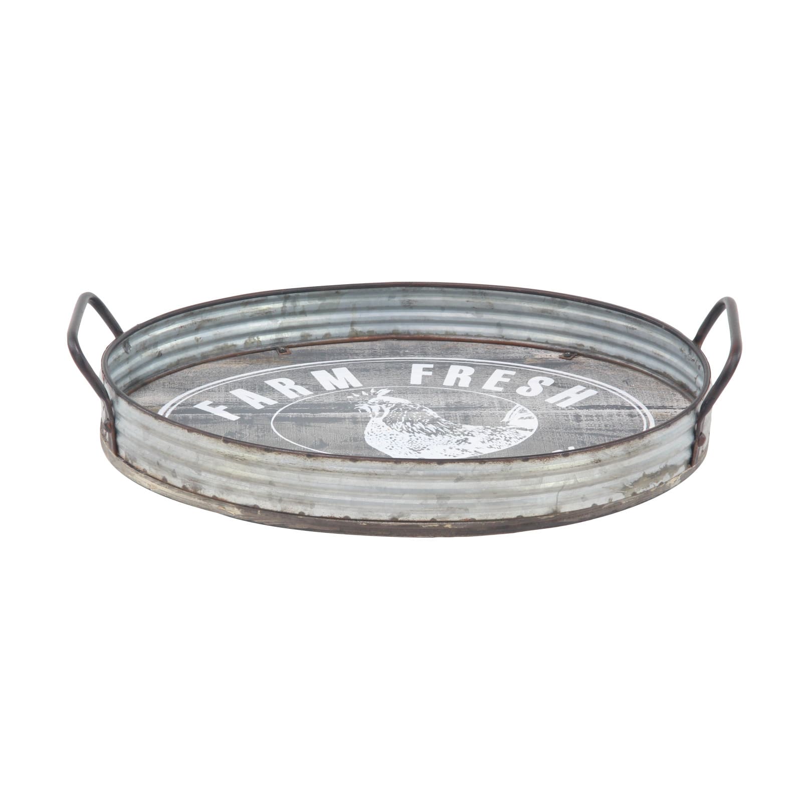 Gray Metal Farmhouse Tray Set