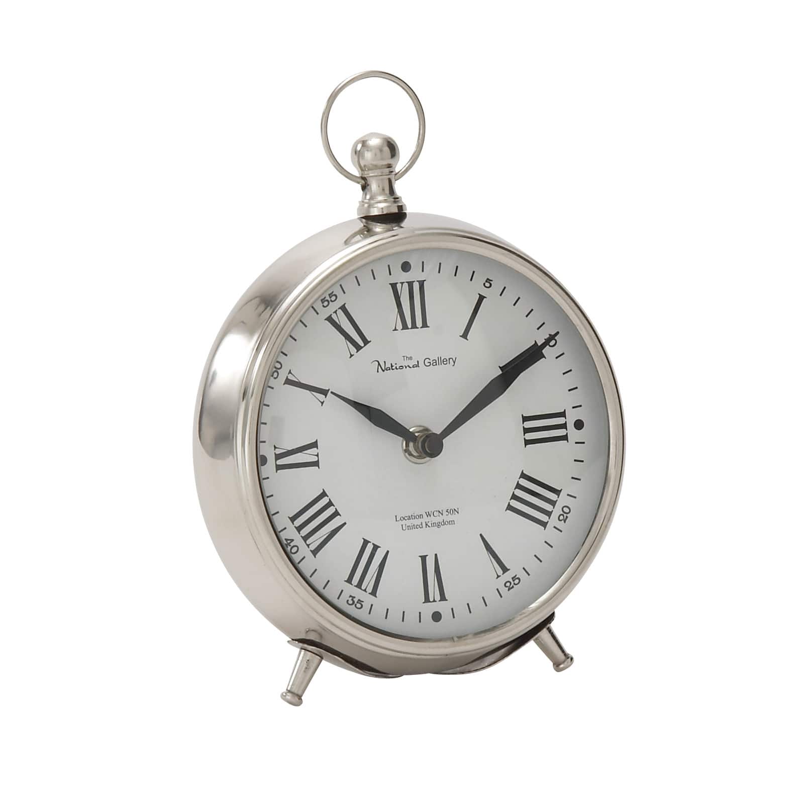 7" Silver Stainless Steel & Aluminum Tabletop Clock
