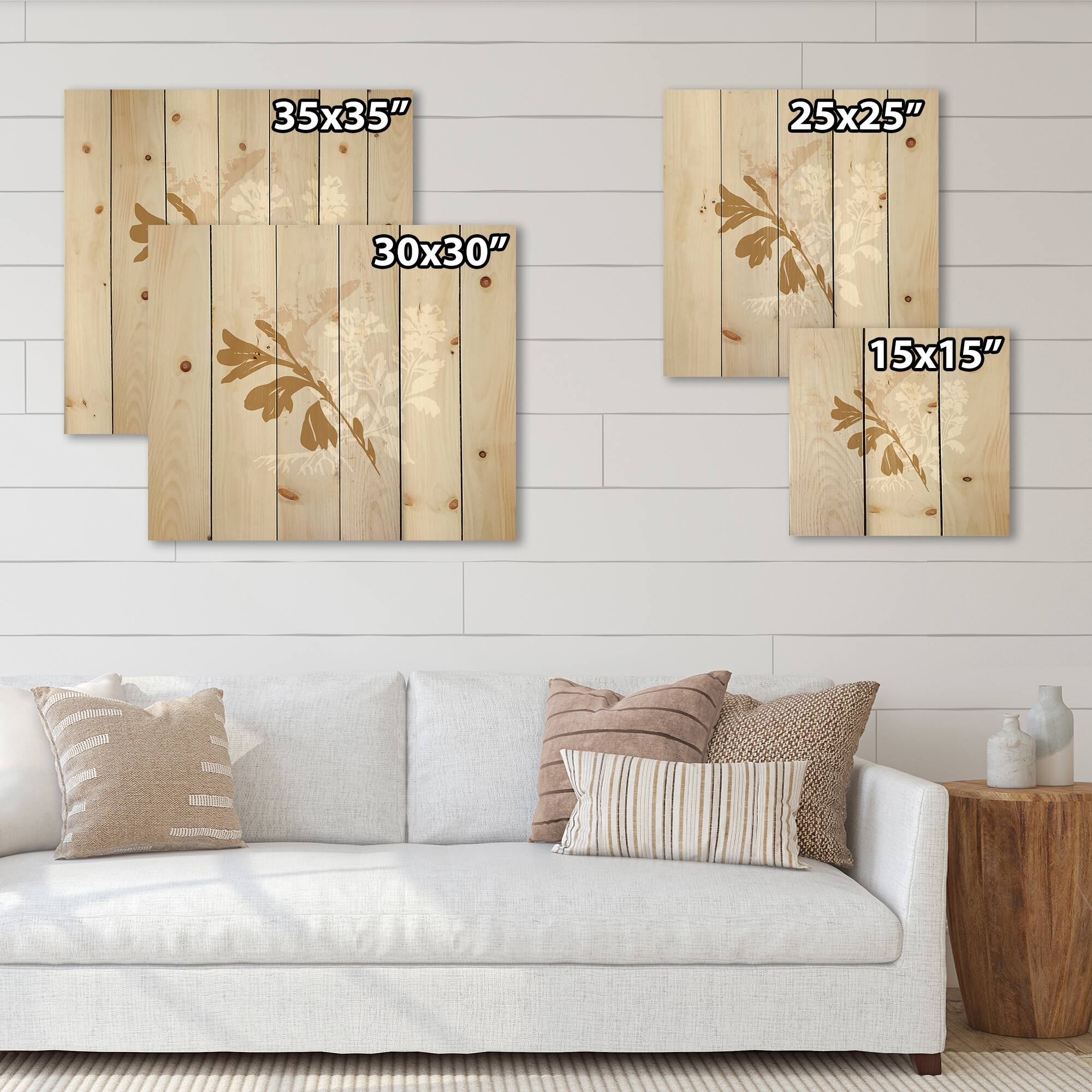 Designart - Minimal Botanical Design In Brown and White
