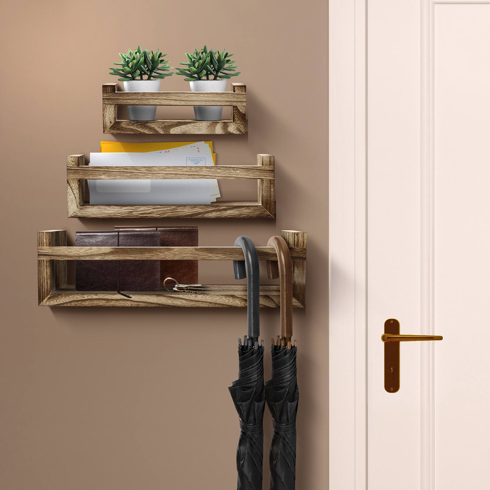 Sorbus Rustic Floating Shelves Set