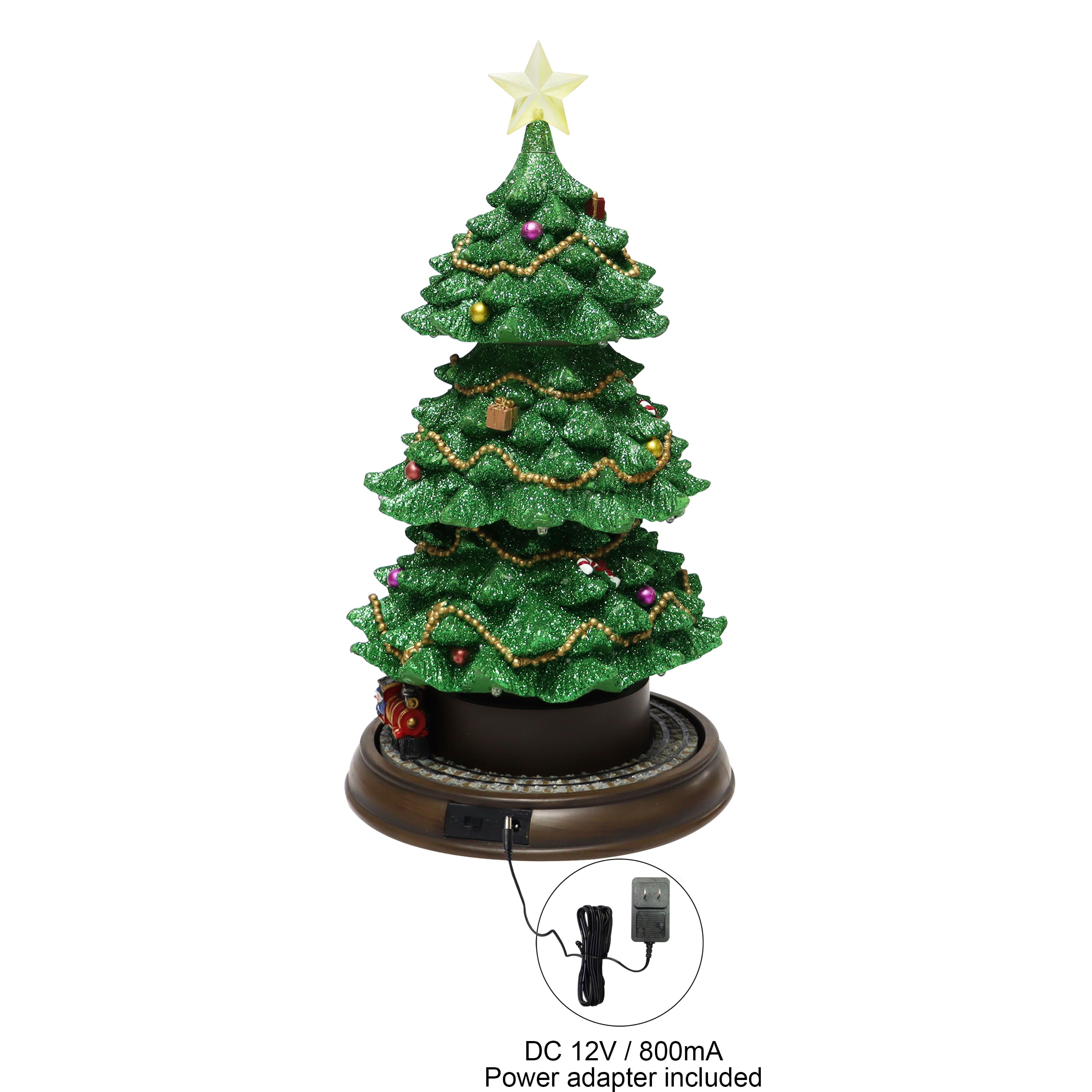 Moments in Time 8.27" Animated & Musical 3-Tiered Christmas Tree Tabletop Décor