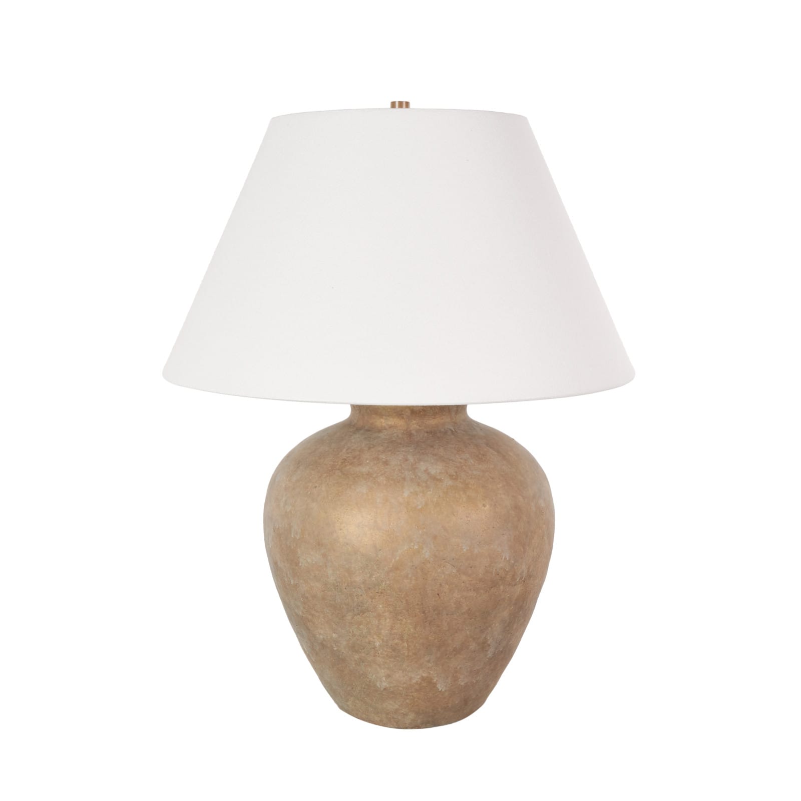 25.5" Brown Ceramic Antique Style Pot Table Lamp with Cream Drum Shade Vase