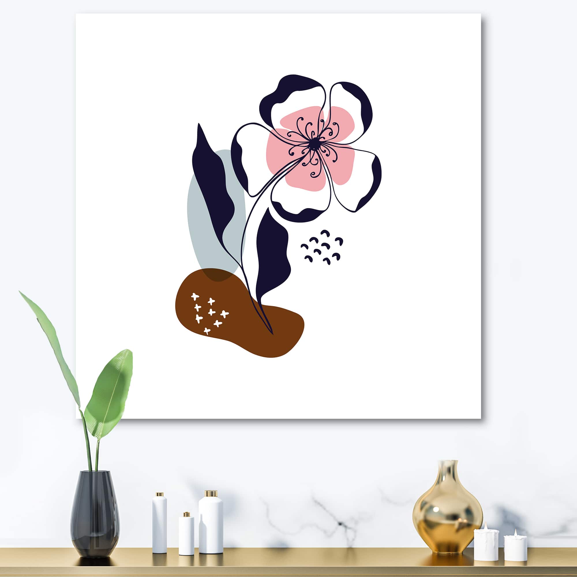 Designart - Abstract Flowers On Minimal Shapes IV