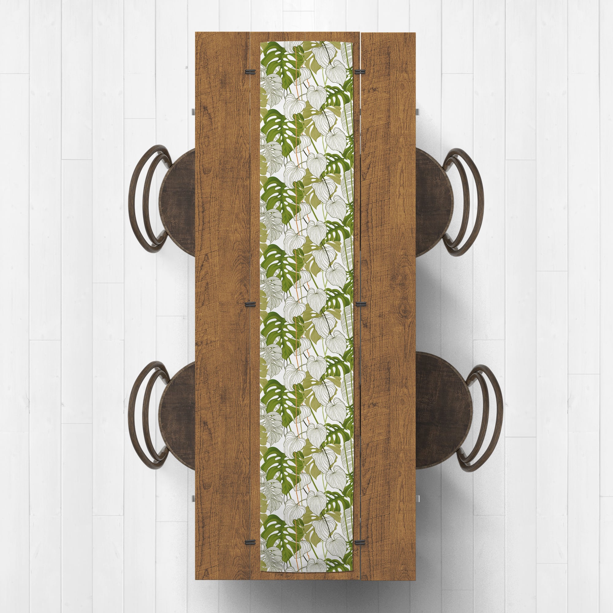 Yellow Green Monstera 16" x 90" Cotton Twill Runner