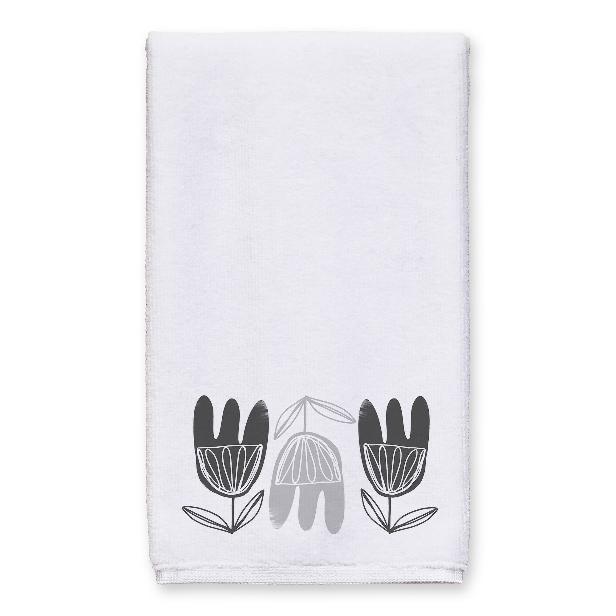 Mid Mod Gray Florals 16" x 25" Tea Towel Set of 2