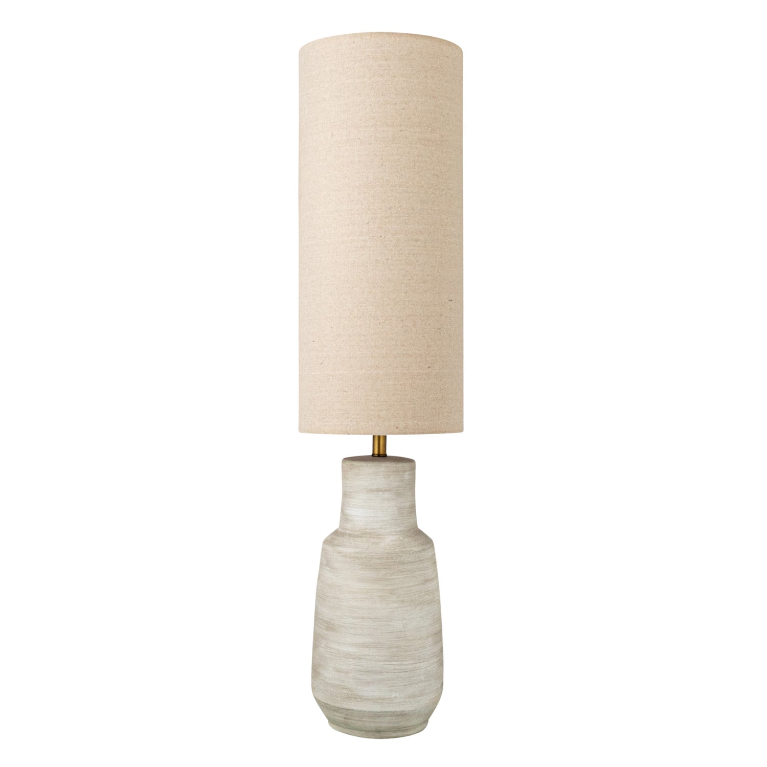 Hello Honey® 4ft. Sand Color Ceramic Floor Lamp with Linen Shade