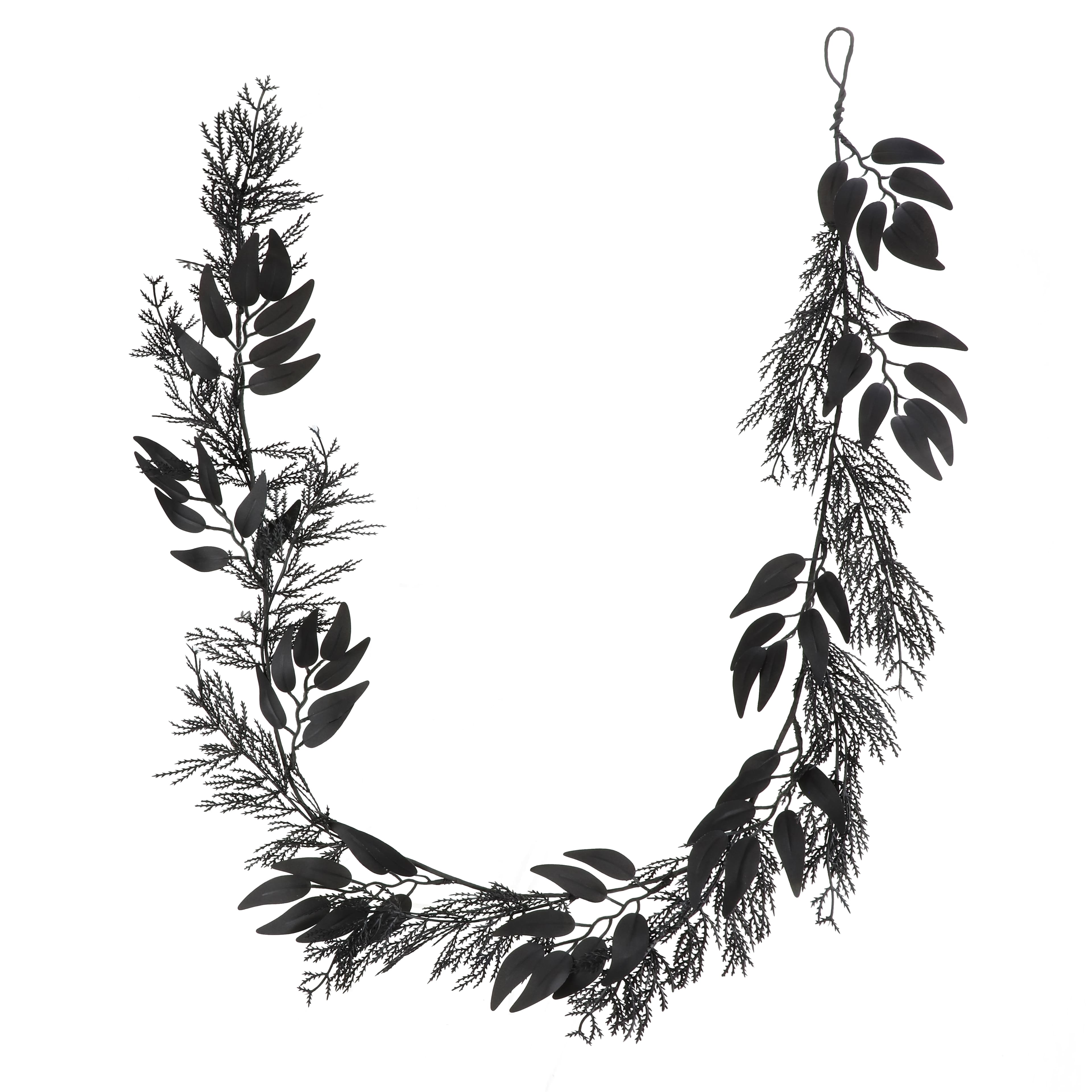 5ft. Black Cedar & Leaves Coiled Garland by Ashland®
