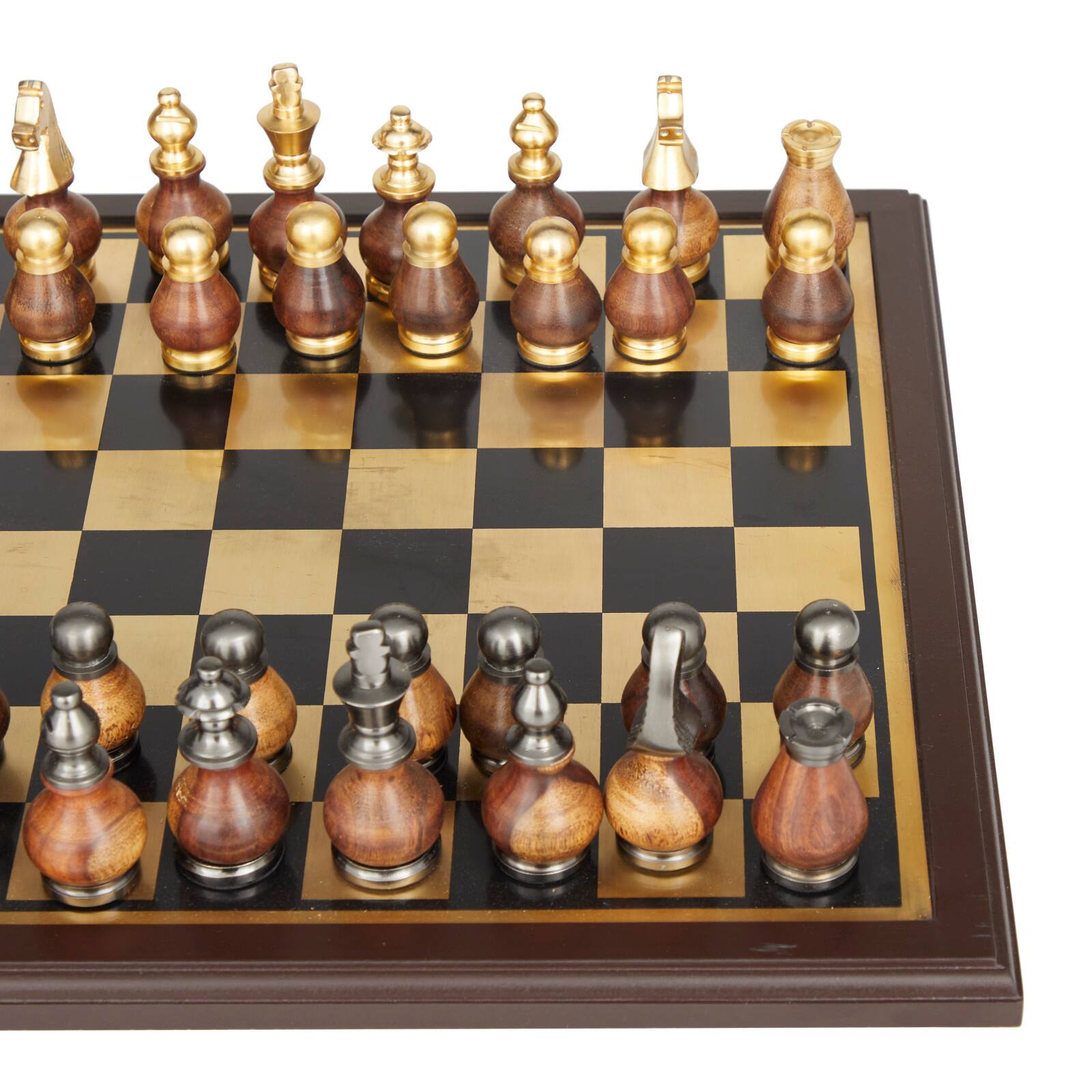 Gold Aluminum Contemporary Game Set, 16" x 16" x 4"