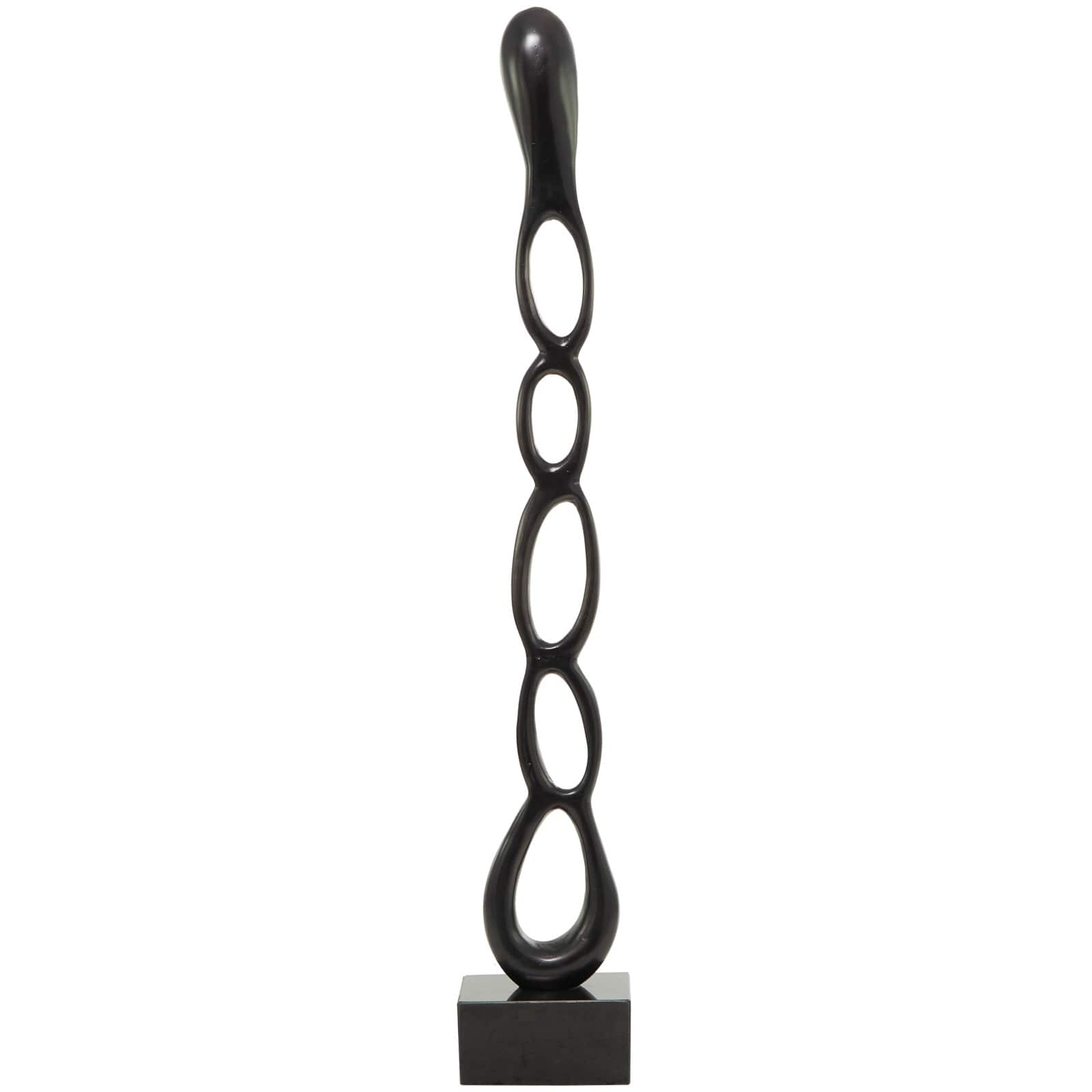 51" Aluminum Tall Linked Floor Abstract Sculpture with Black Base