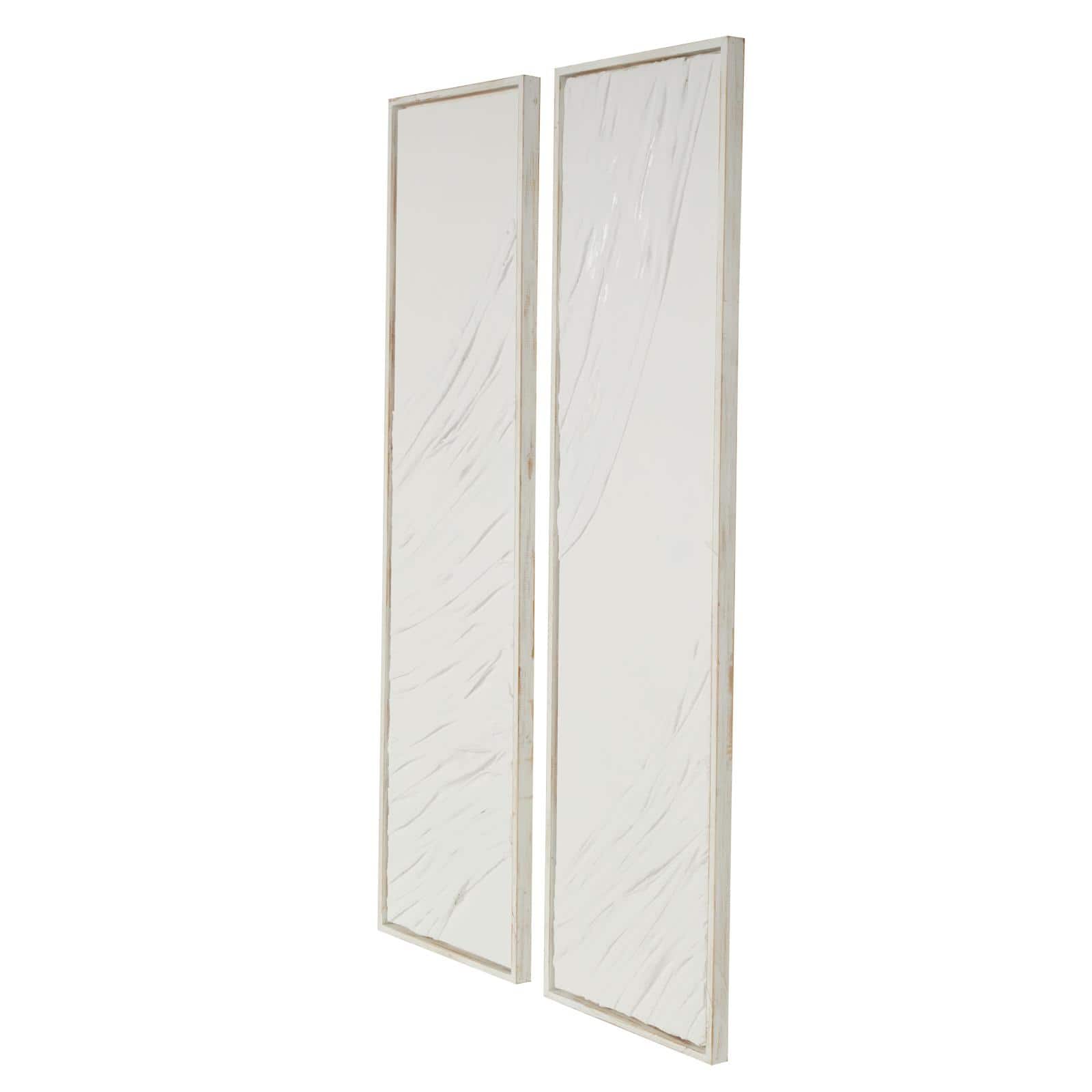 19.5" x 70.5" Cream Abstract Dimensional Wavy Textured Wood Panel Wall Décor Set