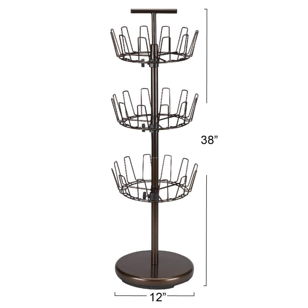 Household Essentials 38" Brown 3-Tier Revolving Shoe Tree